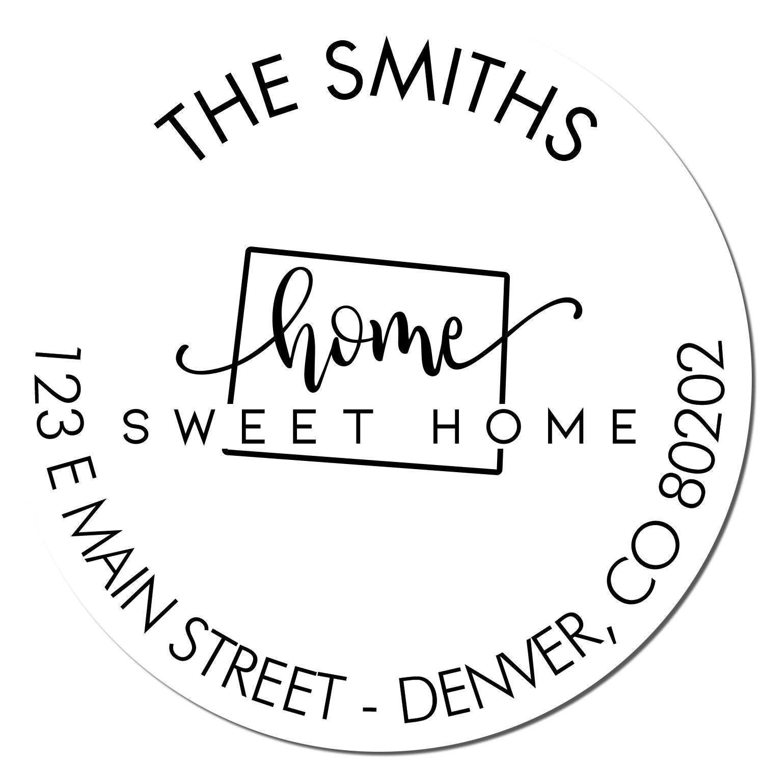 Wooden Handle Round Home Sweet Home for Colorado Customizable Address Rubber Stamp