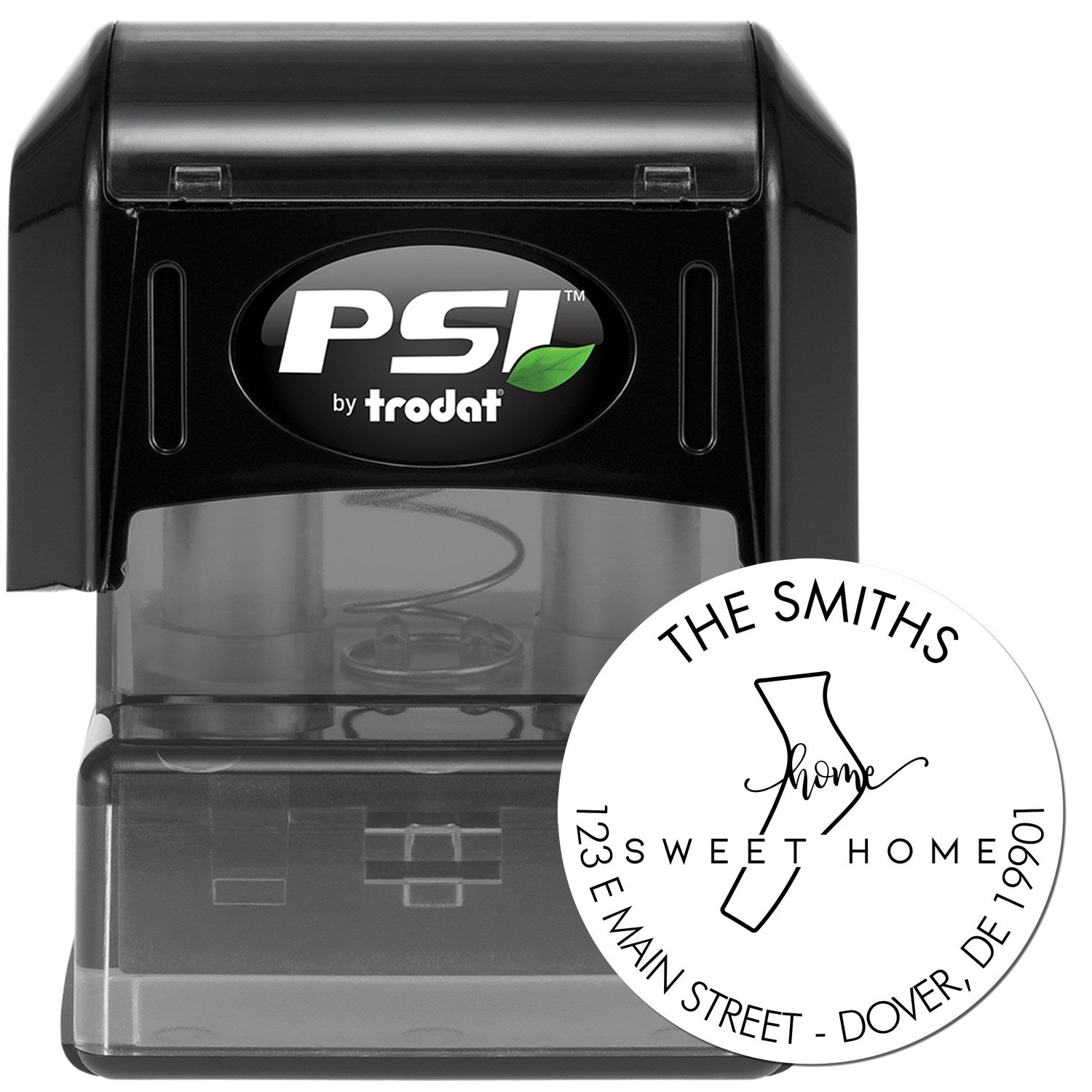 Round PSI Home Sweet Home for Delaware Personalized Return Address Stamper