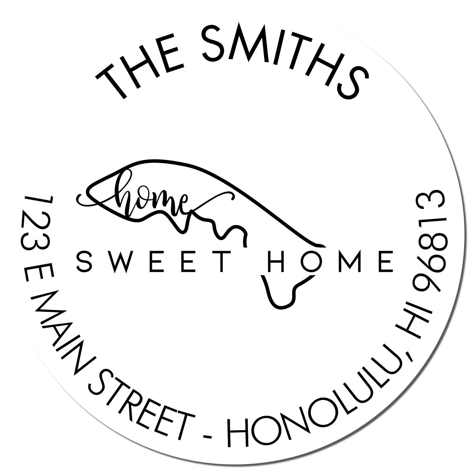 Wooden Handle Round Home Sweet Home for Hawaii Customizable Home Address Stamp