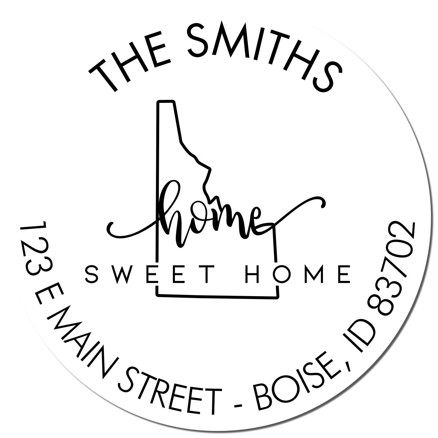 Wooden Handle Round Home Sweet Home for Idaho Customizable Home Address Rubber Stamp