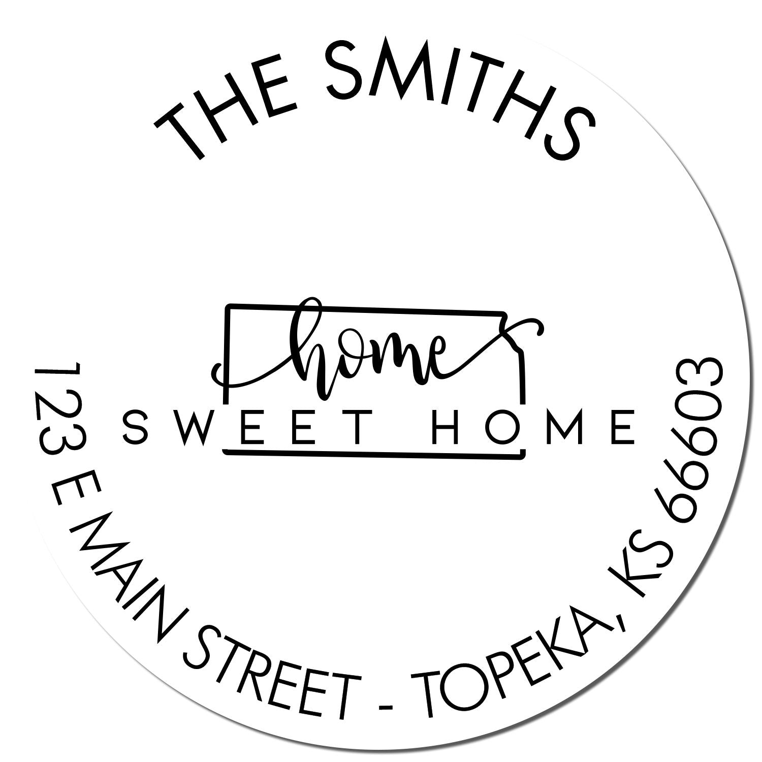 Wooden Handle Round Home Sweet Home for Kansas Customizable Mail Rubber Stamp