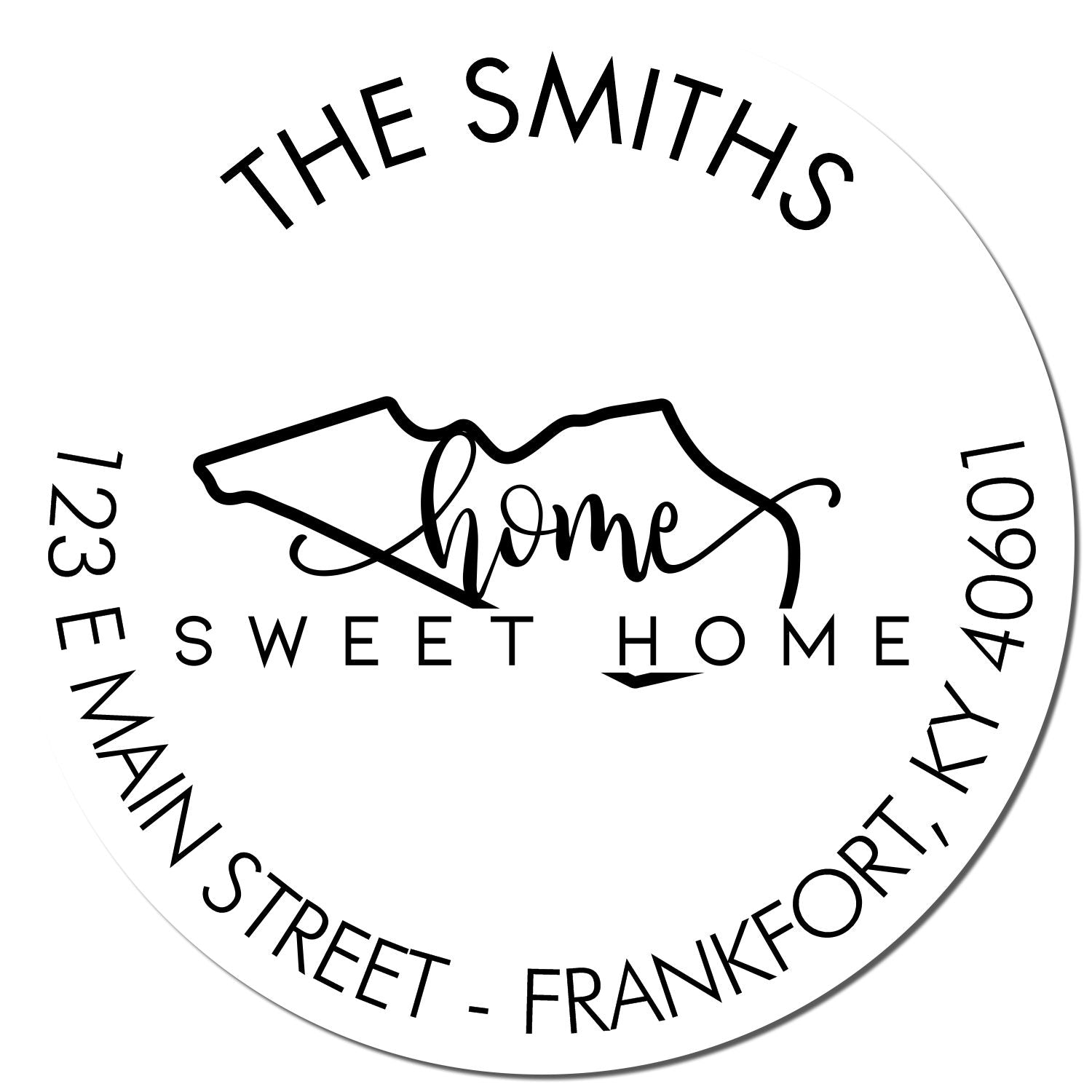 Self-Inking Round Home Sweet Home for Kentucky Custom Name and Address Rubber Stamp