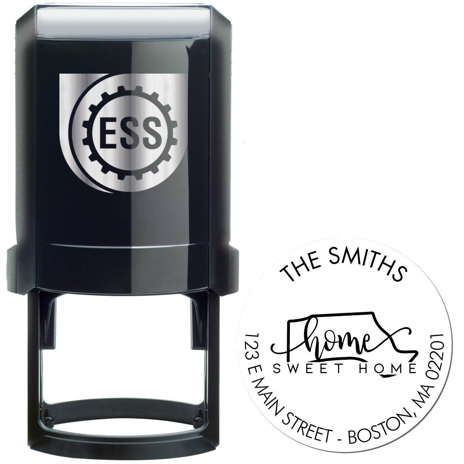 Self-Inking Round Home Sweet Home for Massachusetts Custom New Address Stamp