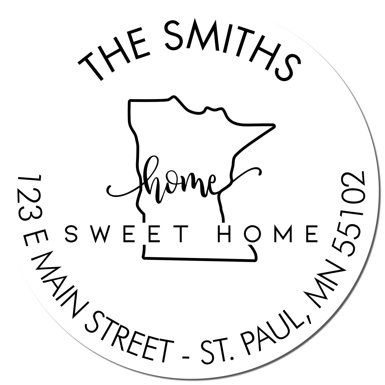 Wooden Handle Round Home Sweet Home for Minnesota Customizable Mailing Stamp