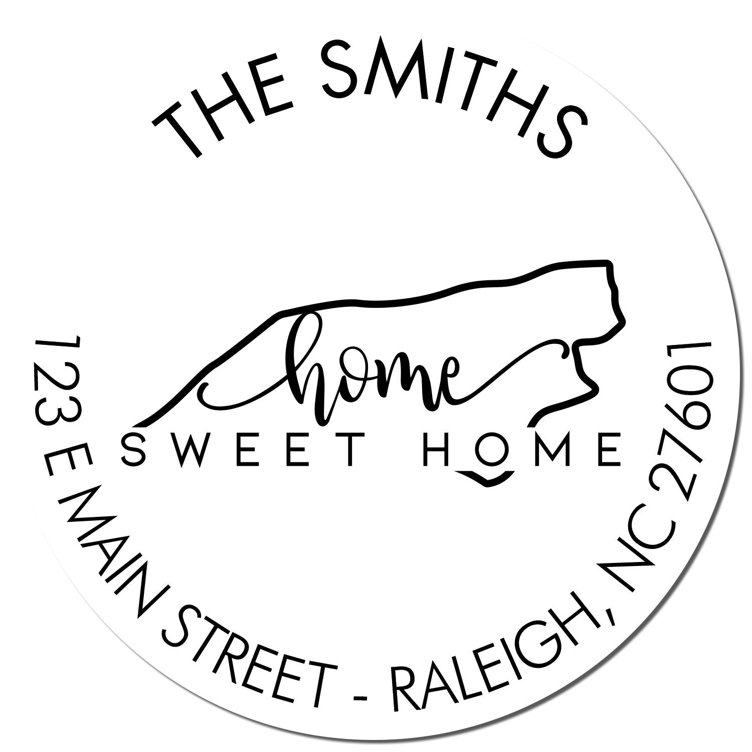 Self-Inking Round Home Sweet Home for North Carolina Customizable Address Return Stamp