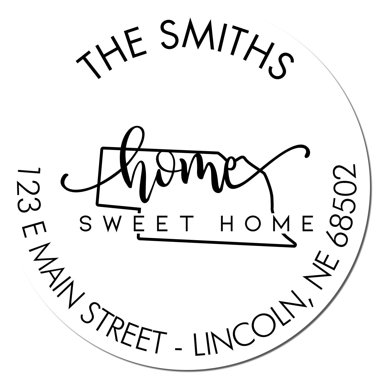 Slim Home Sweet Home for Nebraska Personalized Mailing Pre-Inked Stamp