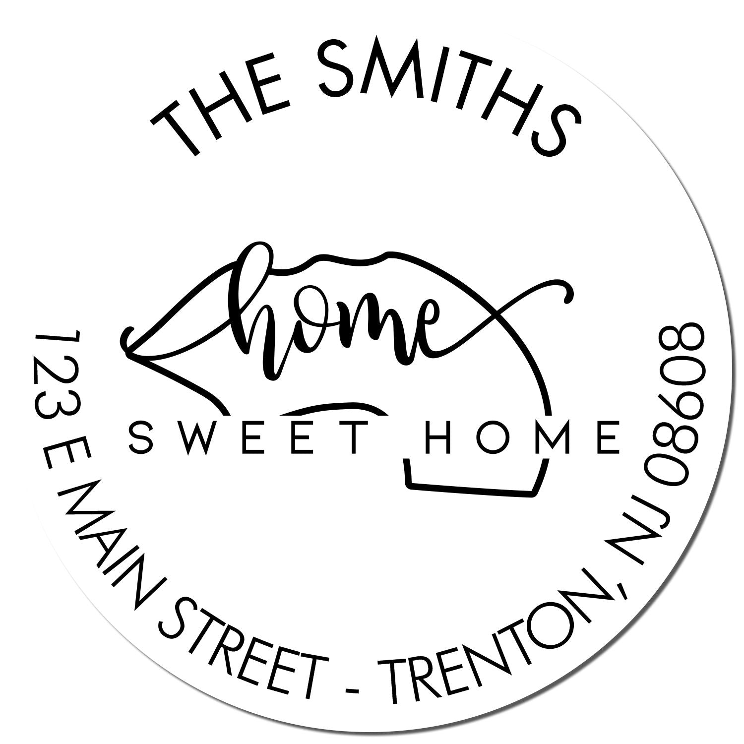 Wooden Handle Round Home Sweet Home for New Jersey Customizable New Address Rubber Stamp