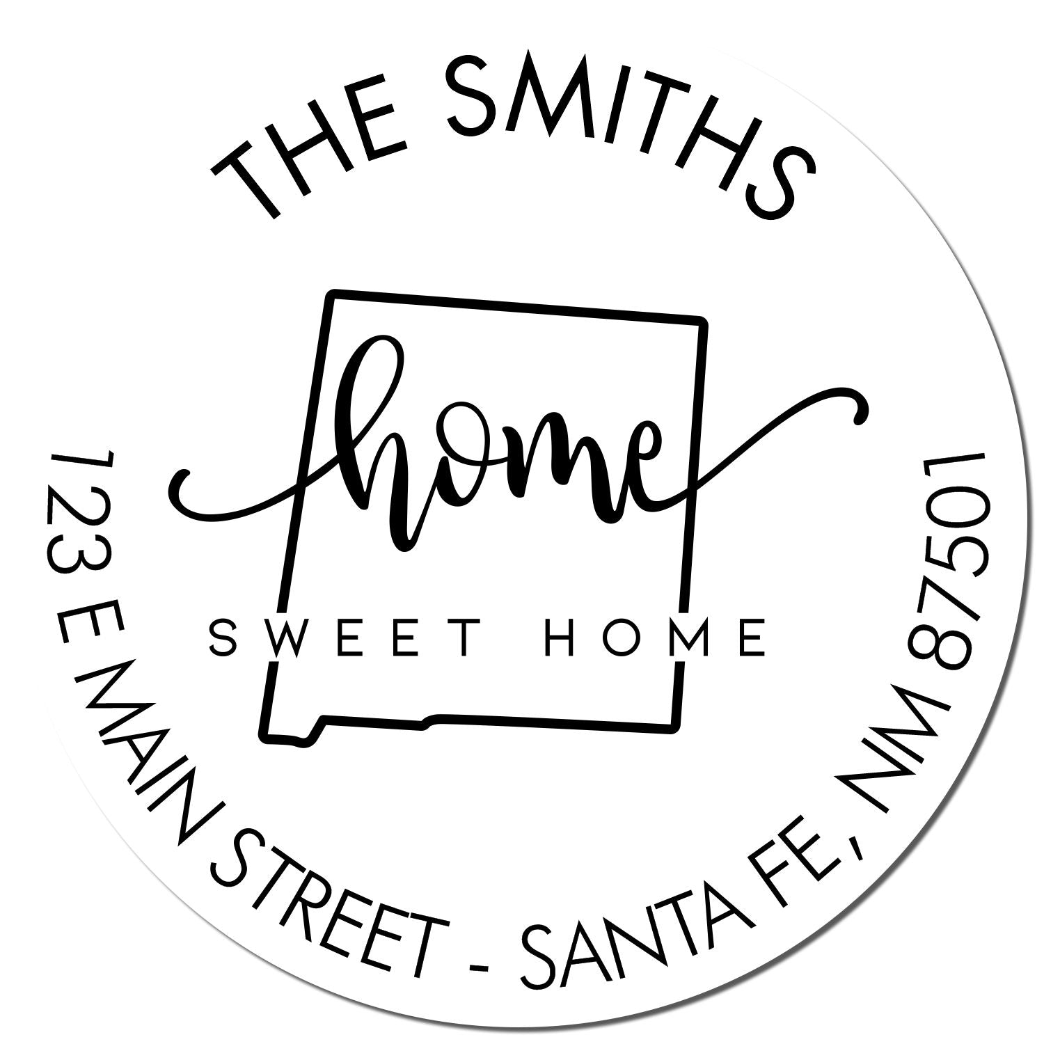 Slim Home Sweet Home for New Mexico Personalized New Address Pre-Inked Stamp