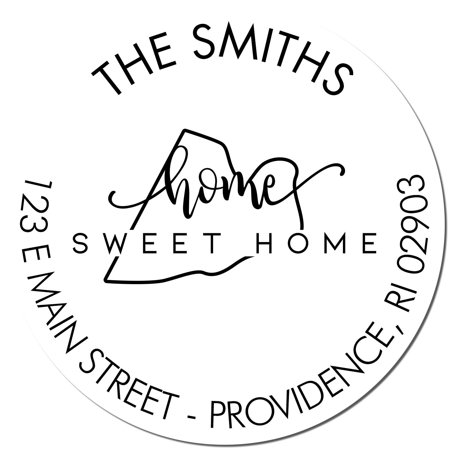 Slim Home Sweet Home for Rhode Island Personalized Return Address Pre-Inked Stamp