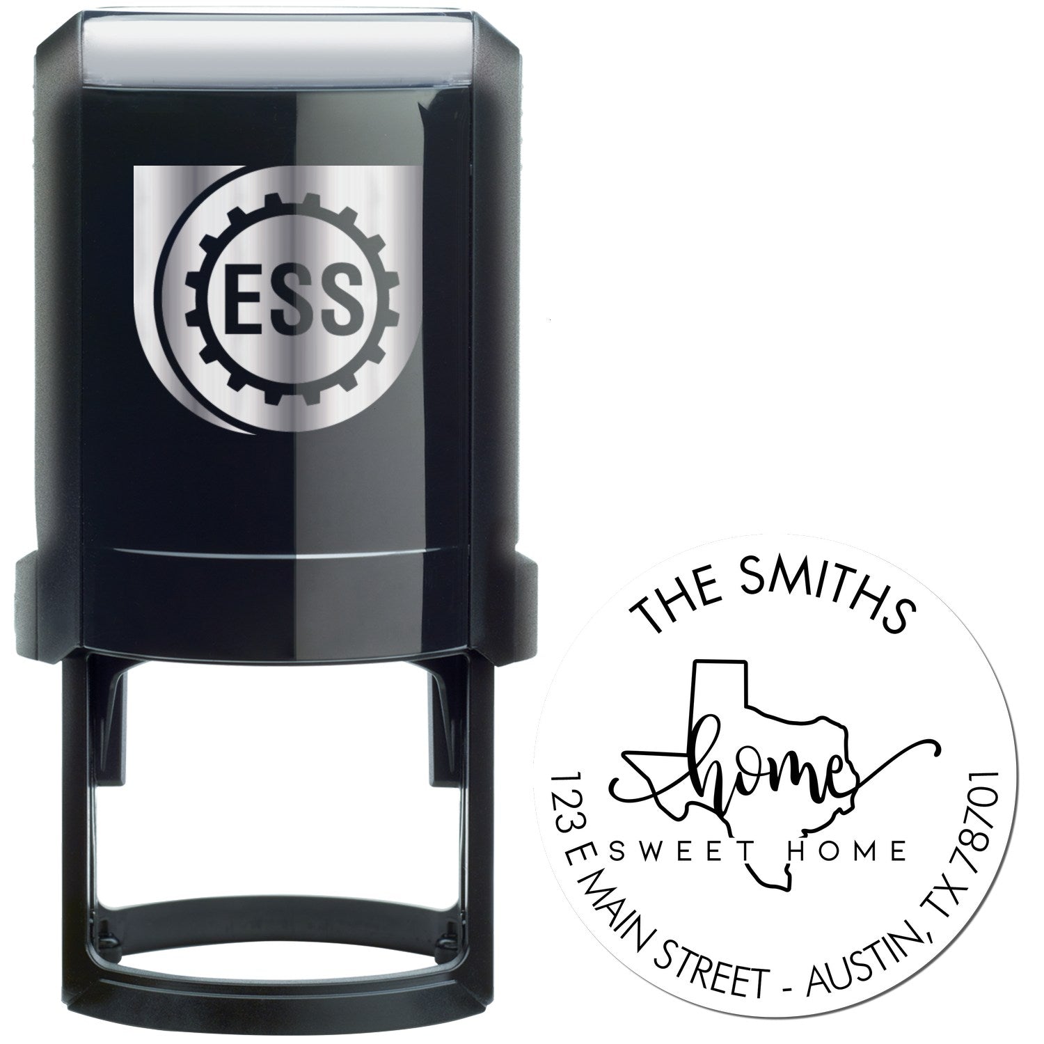 Self-Inking Round Home Sweet Home for Texas Customizable Home Address Stamper