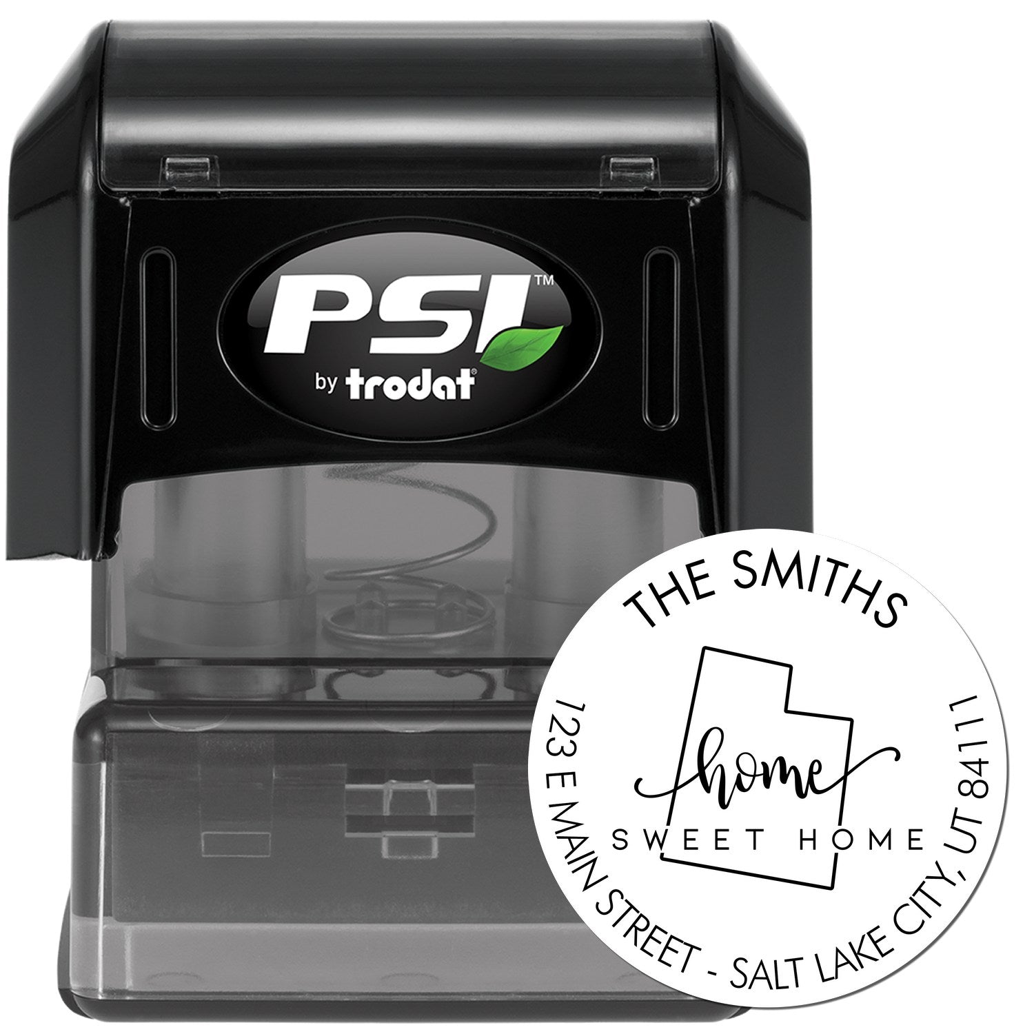 Round PSI Home Sweet Home for Utah Custom Mailing Address Stamper