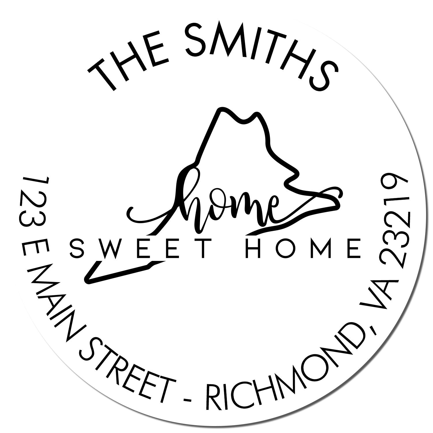 Wooden Handle Round Home Sweet Home for Virginia Customized Home Address For Envelopes Rubber Stamp