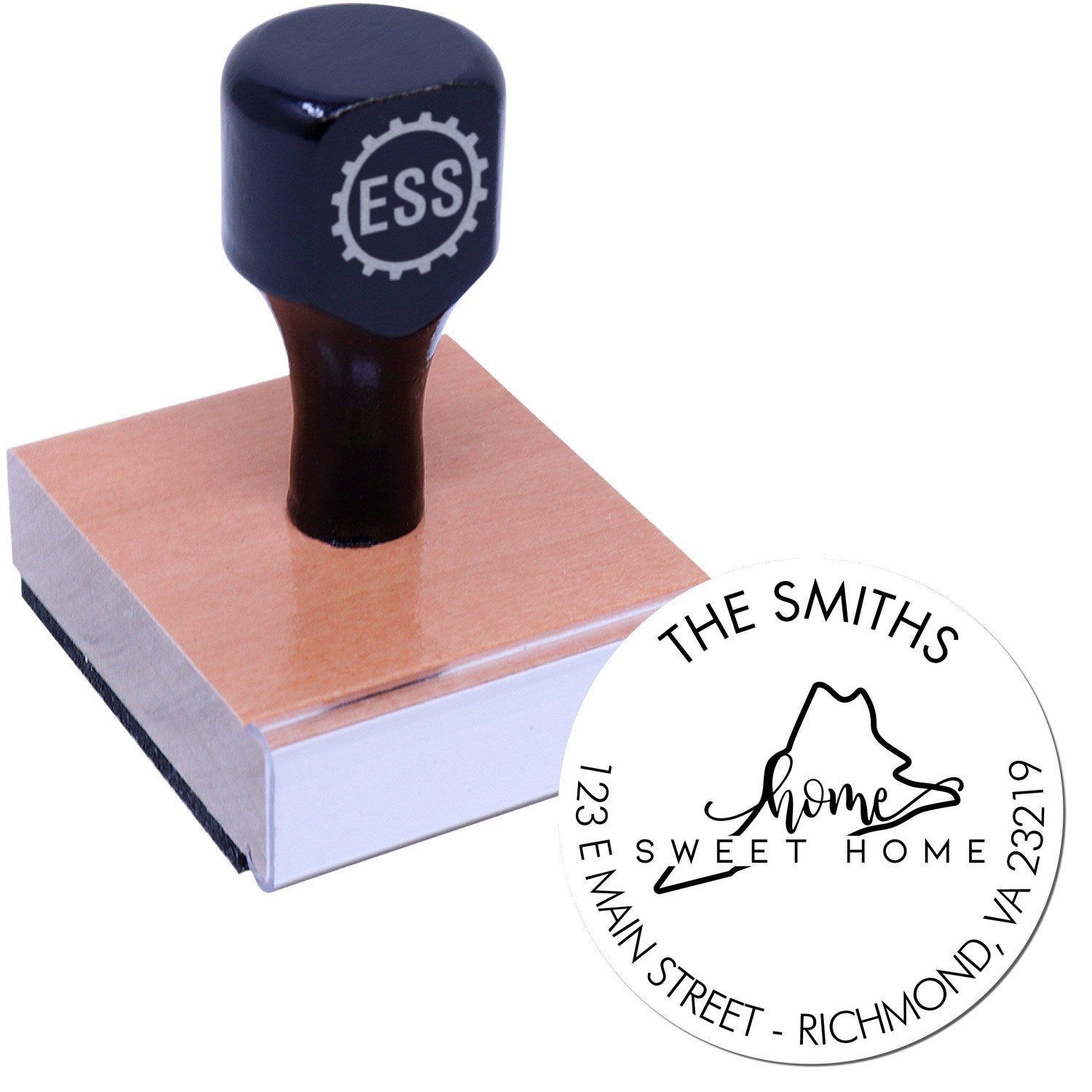 Wooden Handle Round Home Sweet Home for Virginia Customized Home Address For Envelopes Rubber Stamp