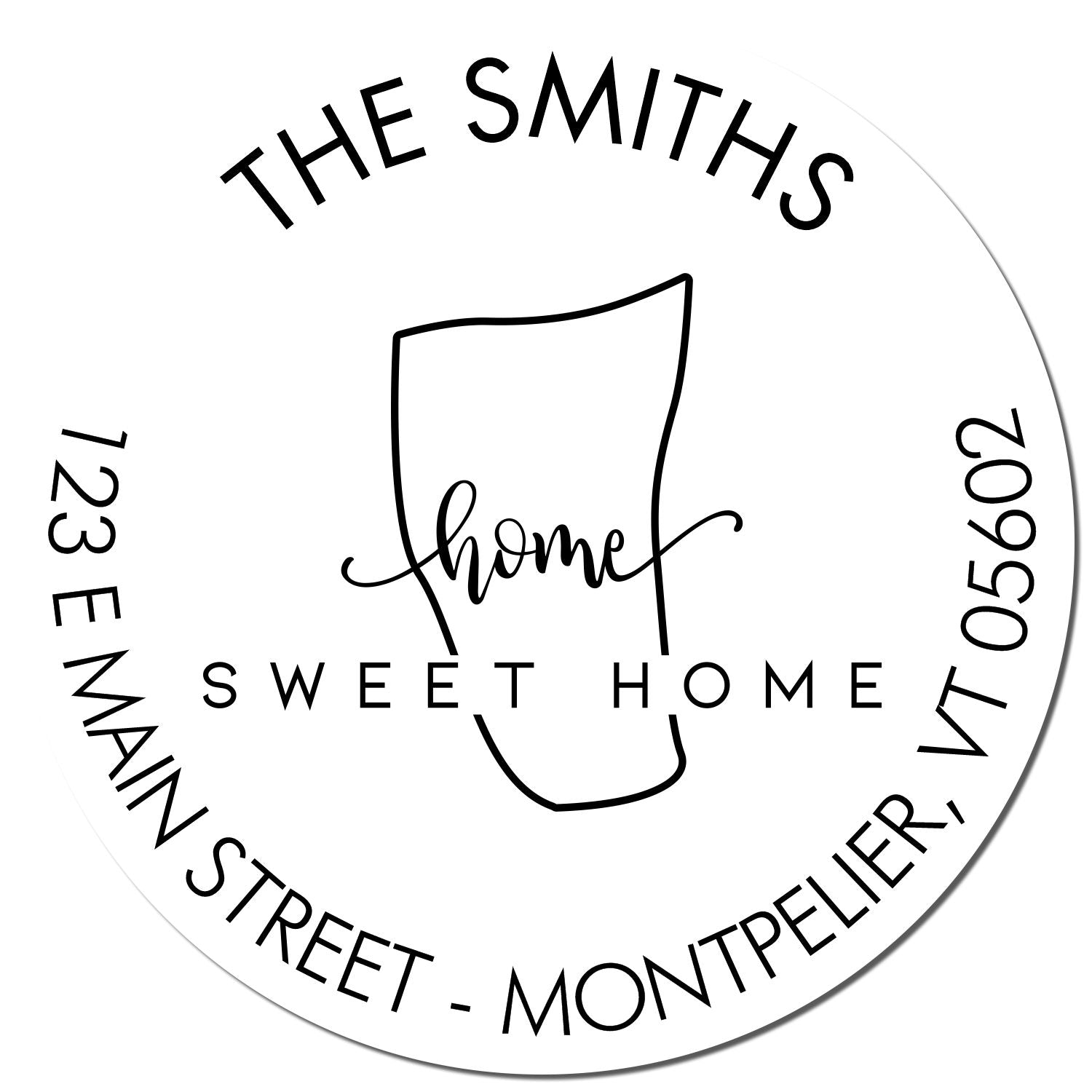 Slim Home Sweet Home for Vermont Address Label Pre-Inked Stamp