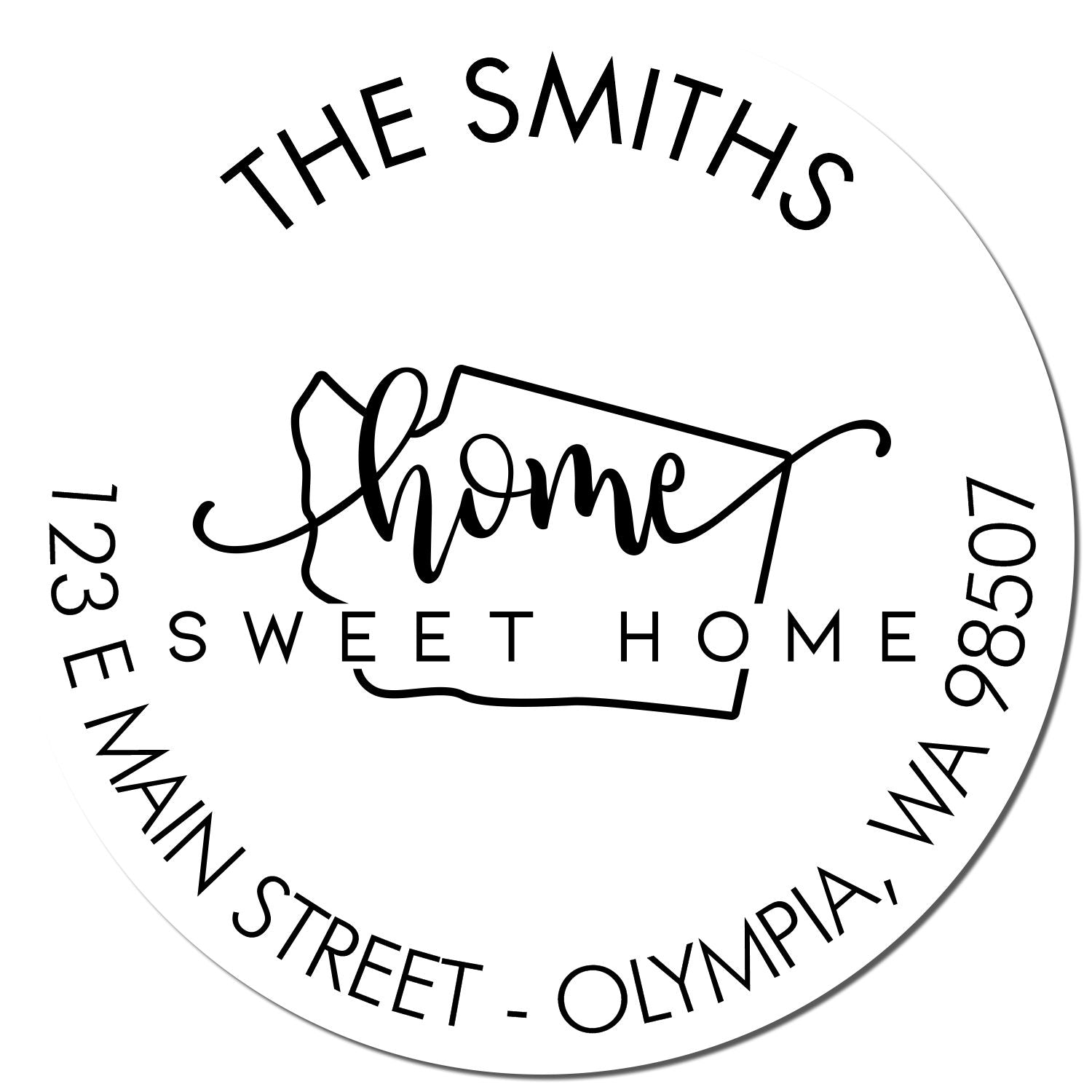 Round PSI Home Sweet Home for Washington Custom Mailing Stamper