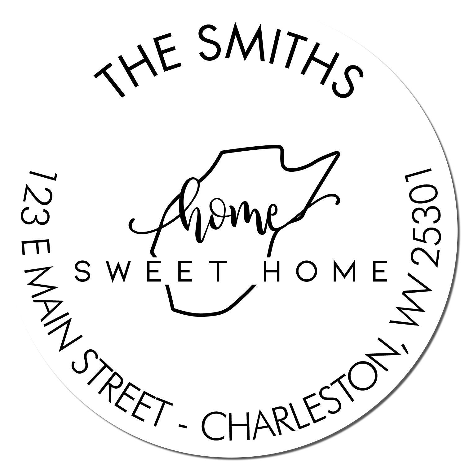 Self-Inking Round Home Sweet Home for West Virginia Customizable Mail Stamp