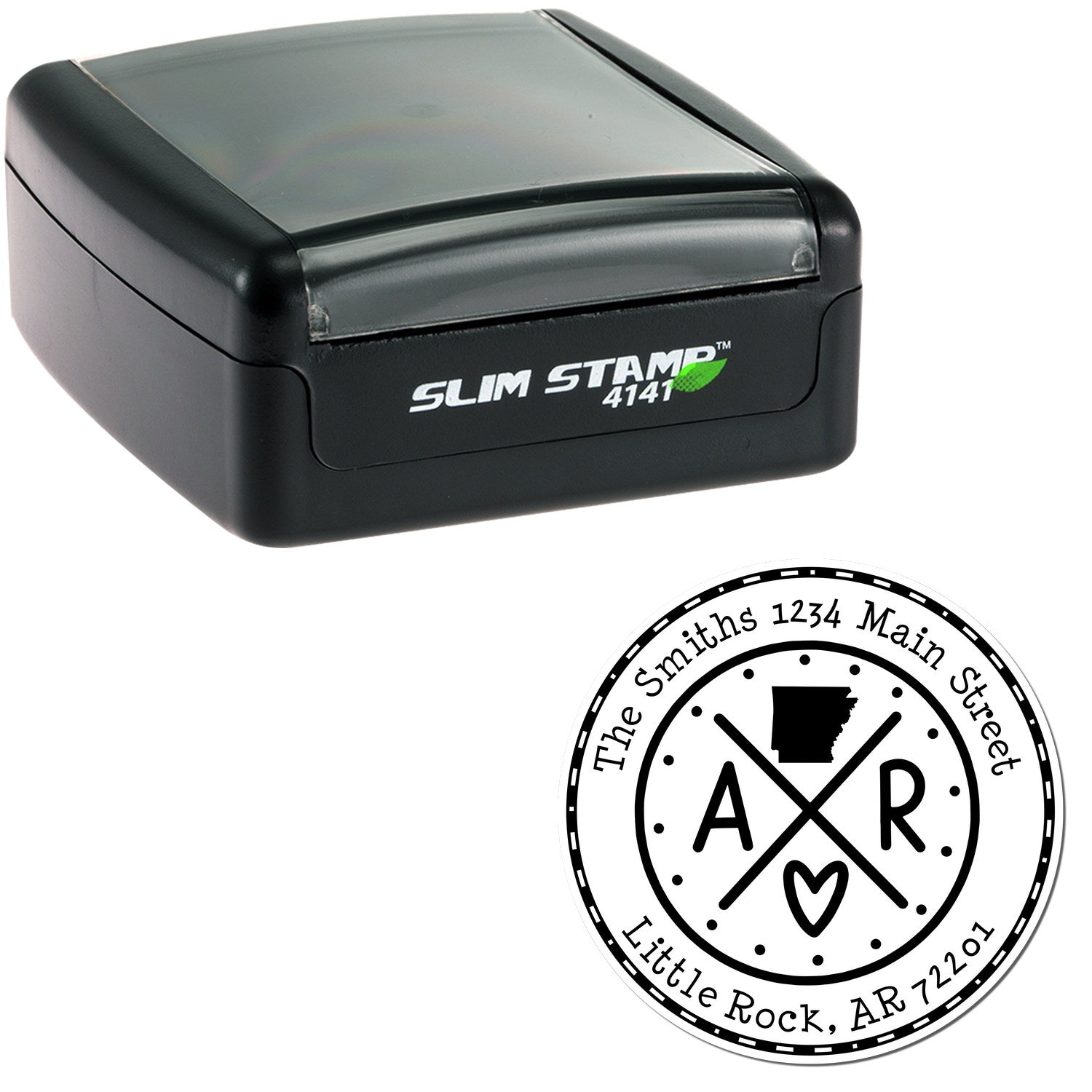 Slim Arkansas State Cross Custom Address Return Pre-Inked Stamp