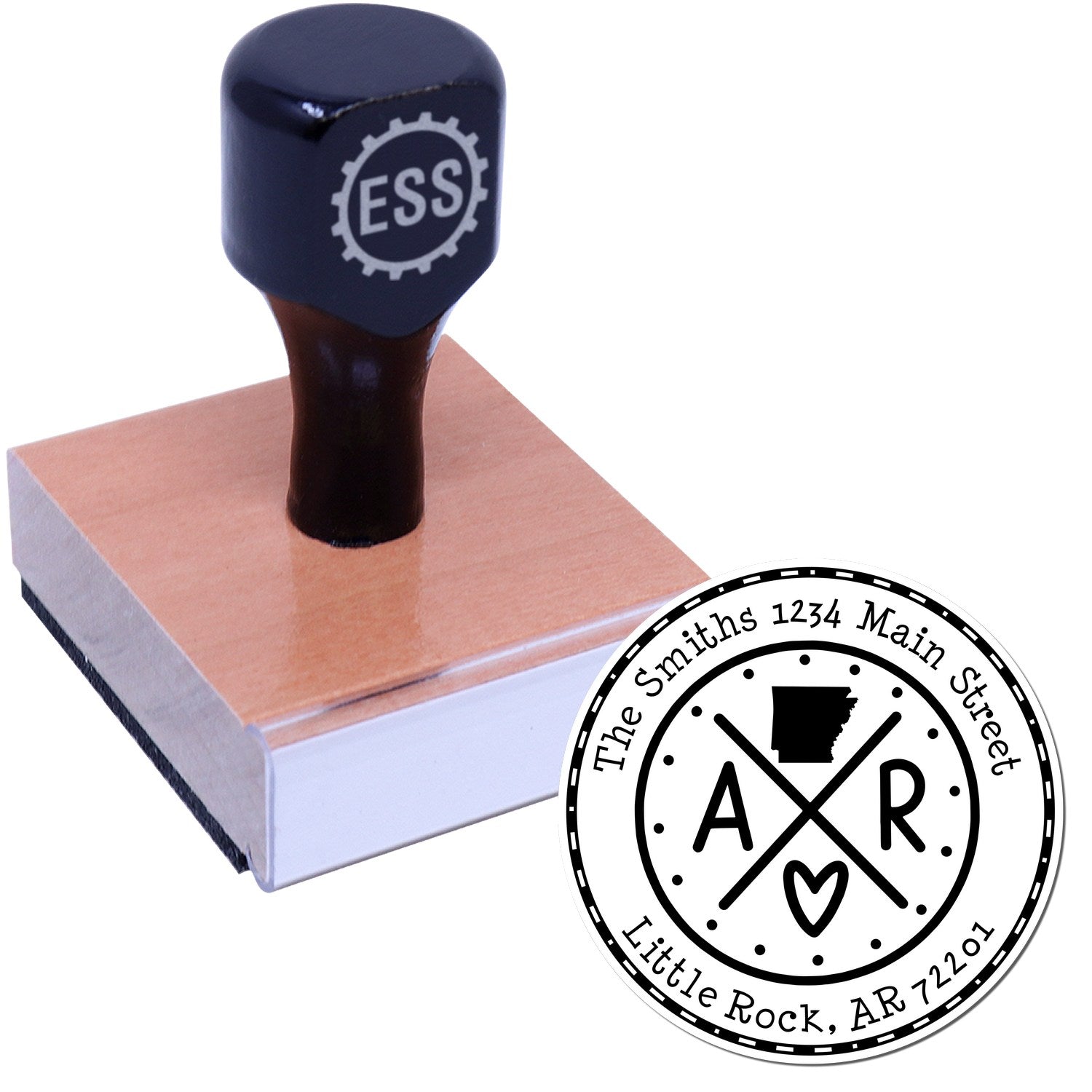 Wooden Handle Round Arkansas State Cross Customized Mail Rubber Stamp