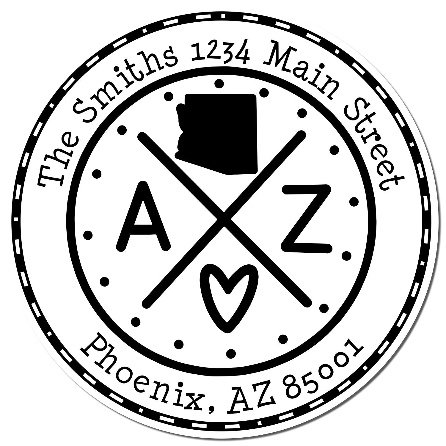 Wooden Handle Round Arizona State Cross Customized Mail Address Rubber Stamp