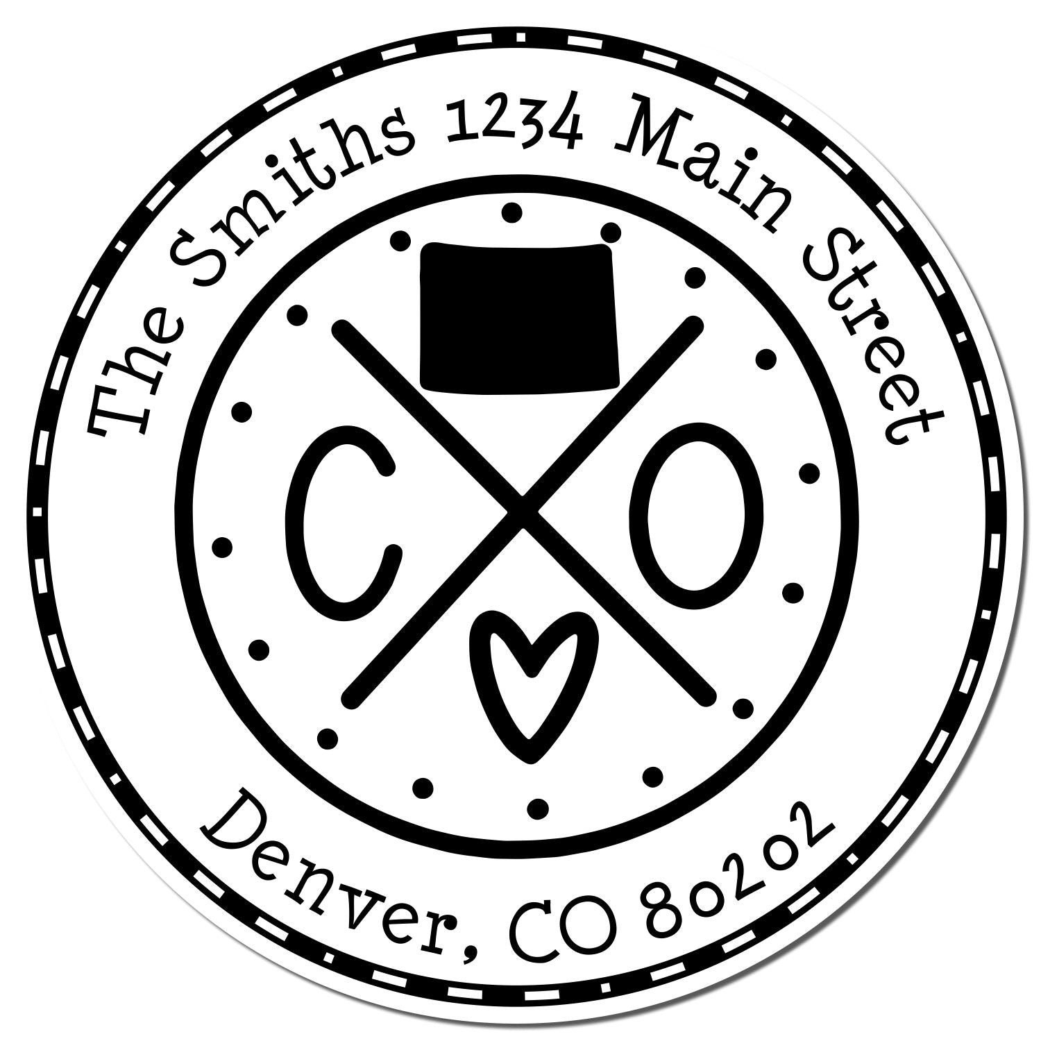 Wooden Handle Round Colorado State Cross Customized Mail Rubber Stamp