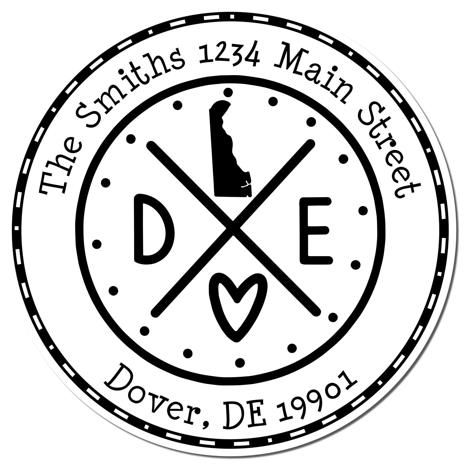 Slim Delaware State Cross Custom Address Stamp