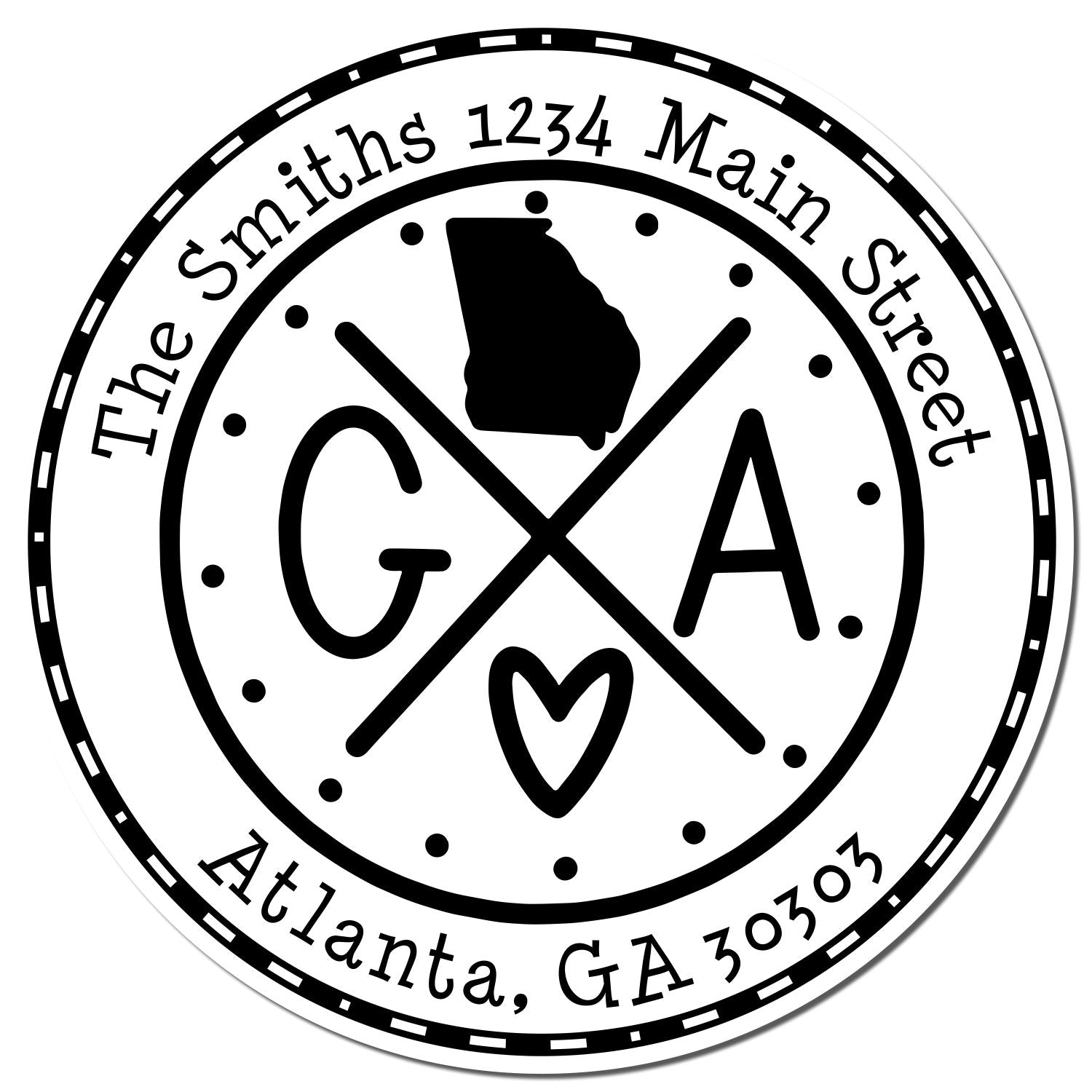 Round PSI Georgia State Cross Customizable Address Label Stamp