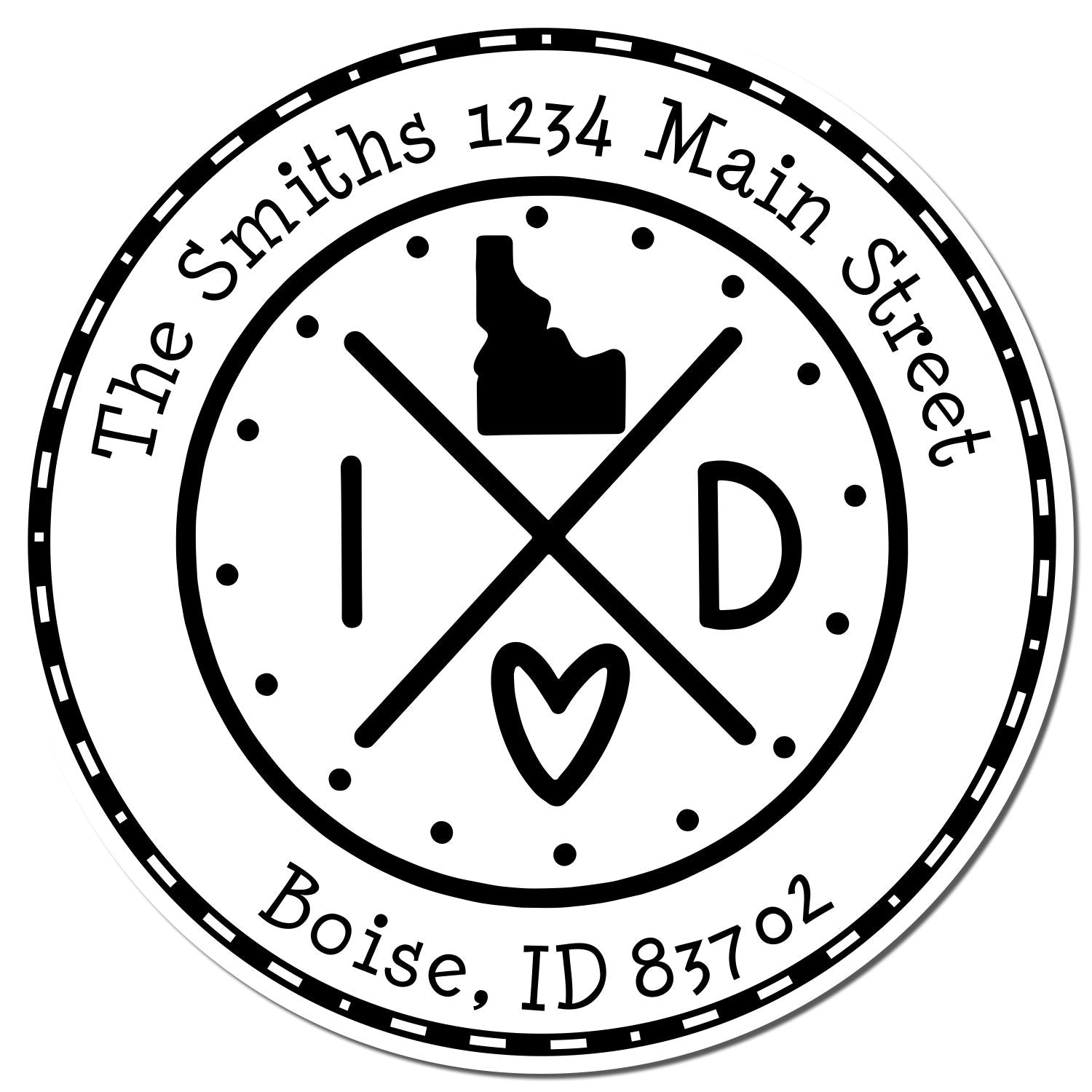 Round PSI Idaho State Cross Customizable Address Return Pre-Inked Stamp