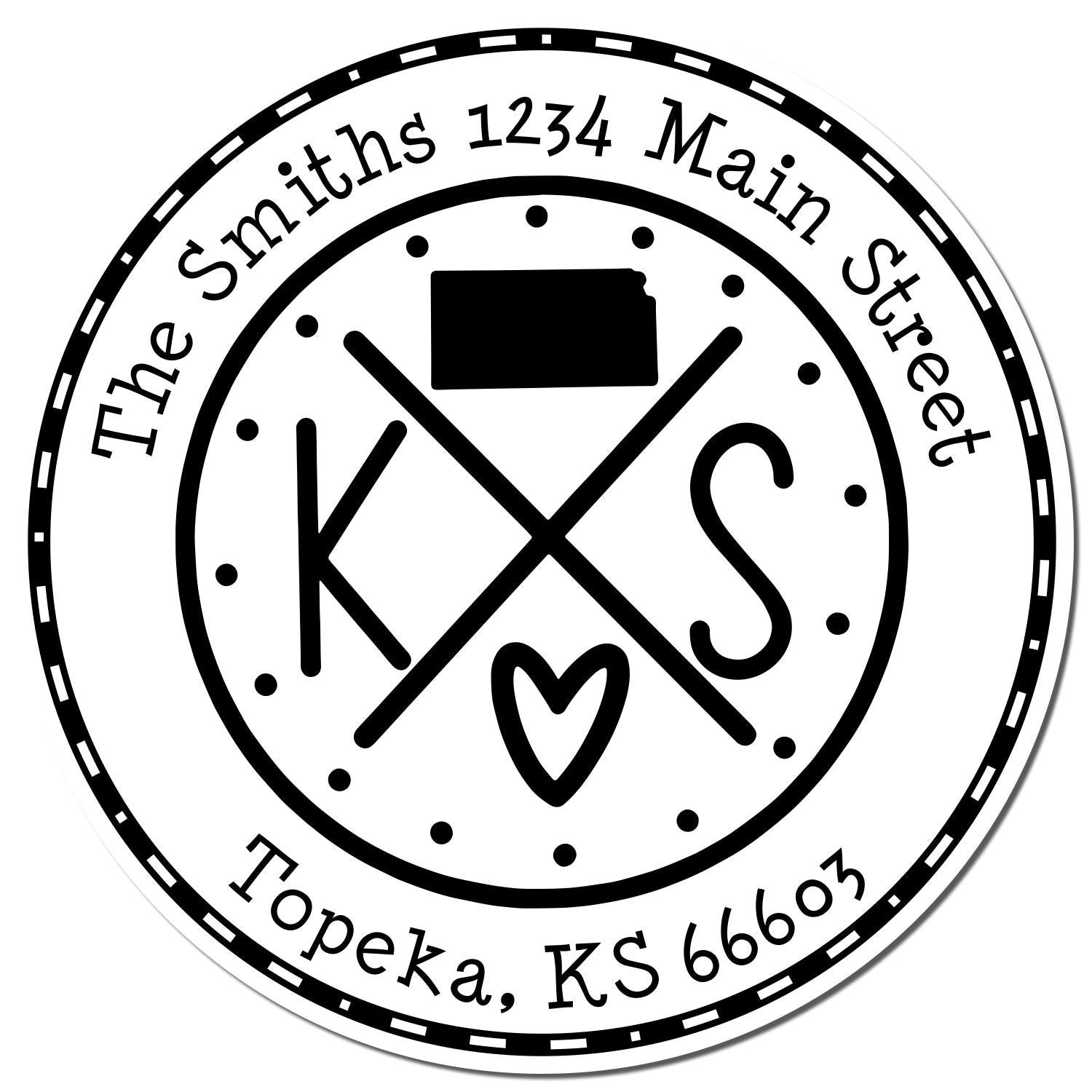 Wooden Handle Round Kansas State Cross Customized New Address Rubber Stamp