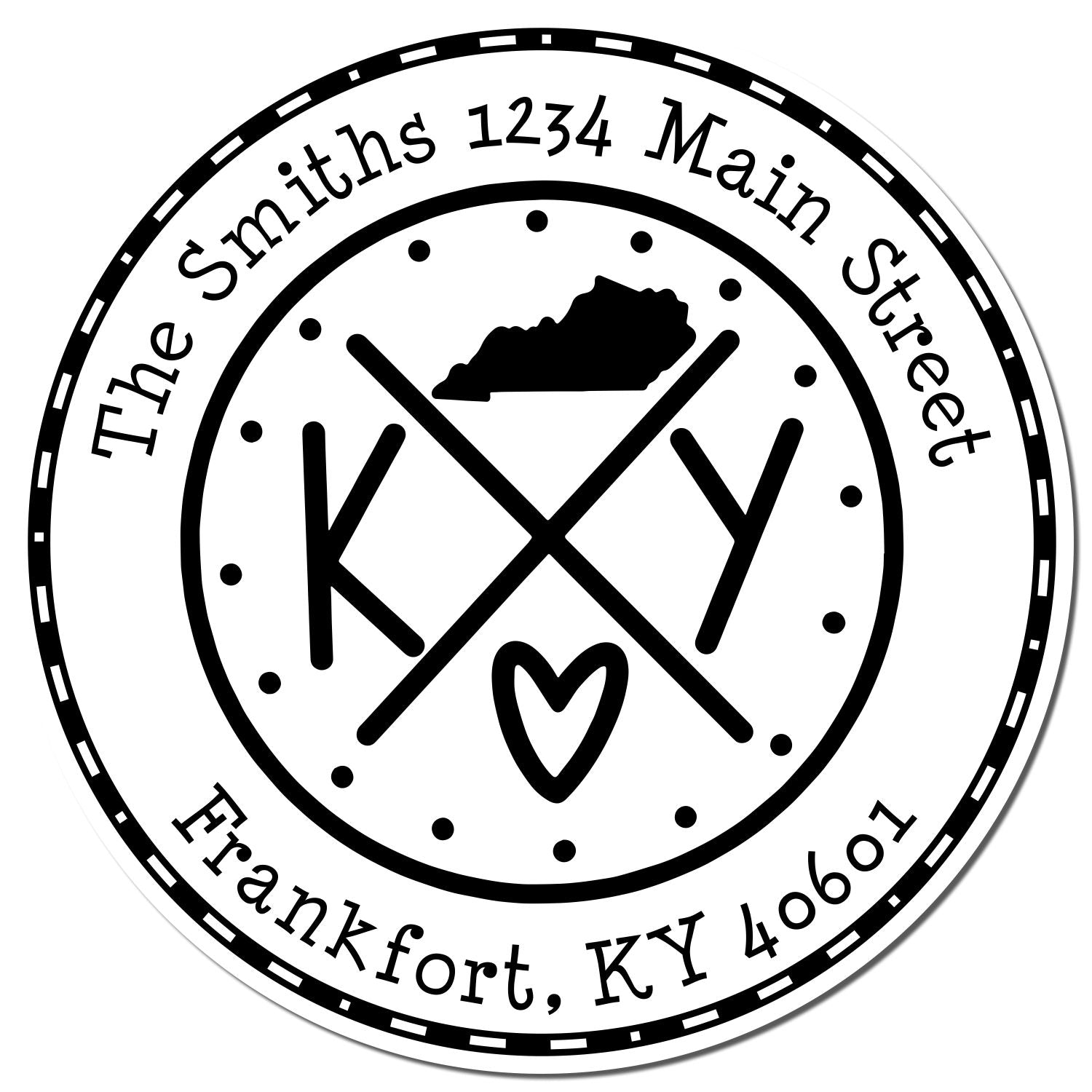 Round PSI Kentucky State Cross Customizable Address Stamper