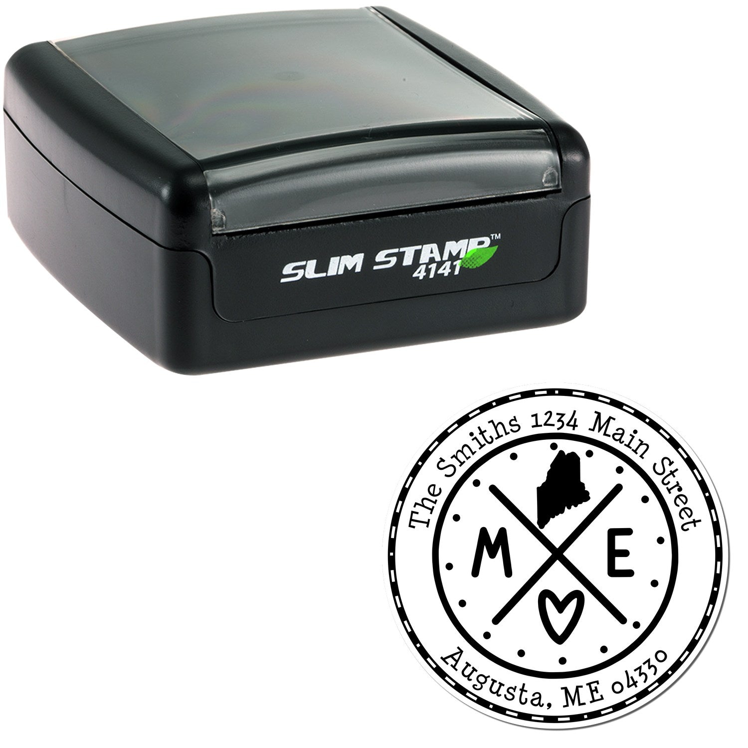 Slim Maine State Cross Custom Mail Pre-Inked Stamp