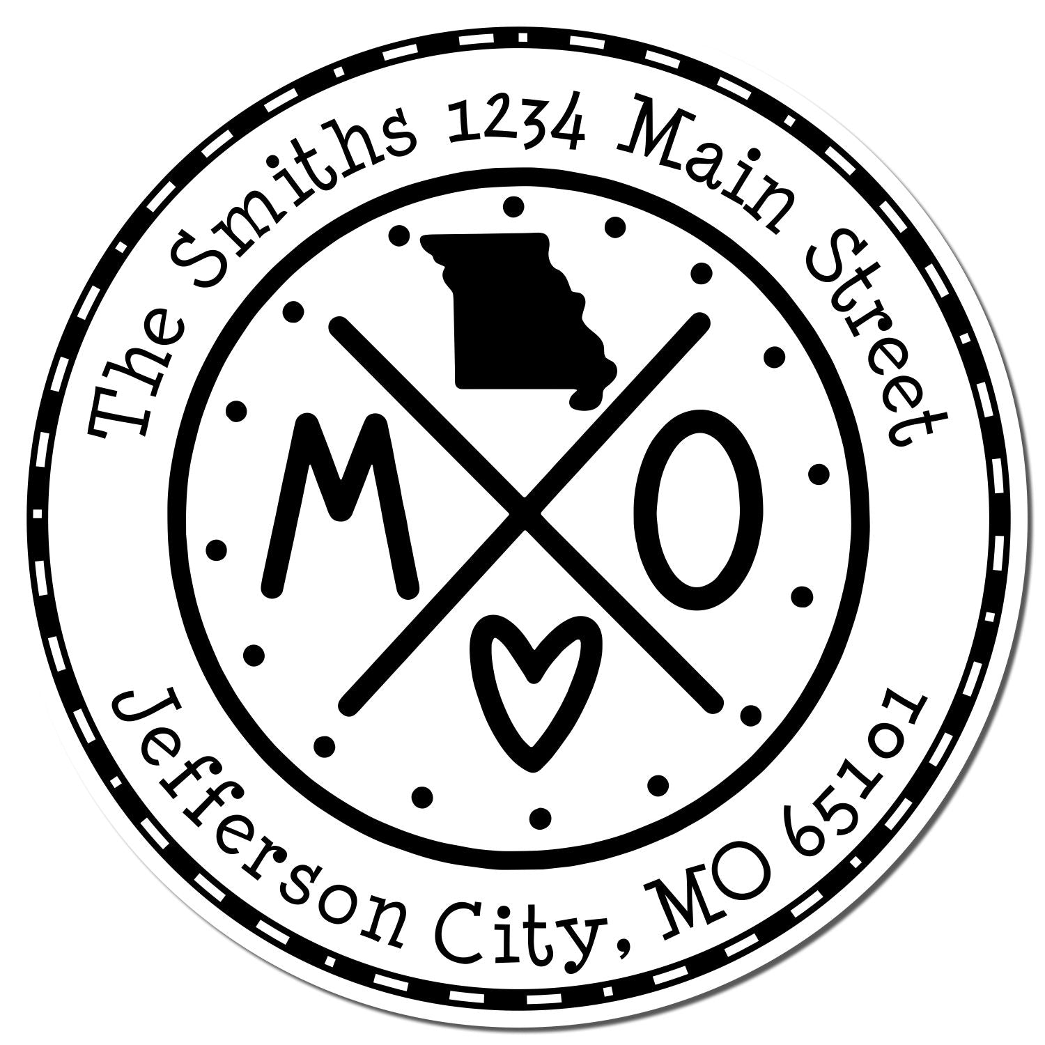 Self-Inking Round Missouri State Cross Customized Address Stamper