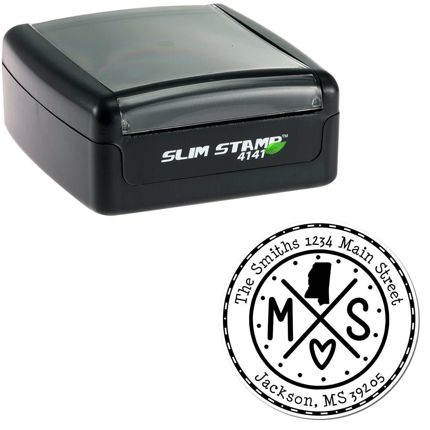 Slim Mississippi State Cross Custom Mailing Address Pre-Inked Stamp