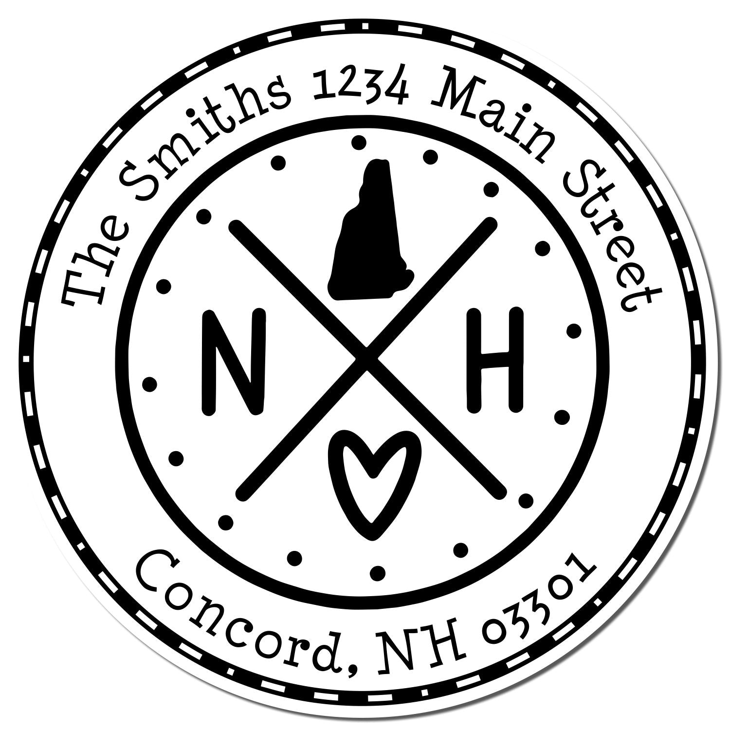 Slim New Hampshire State Cross Custom Name and Address Stamp