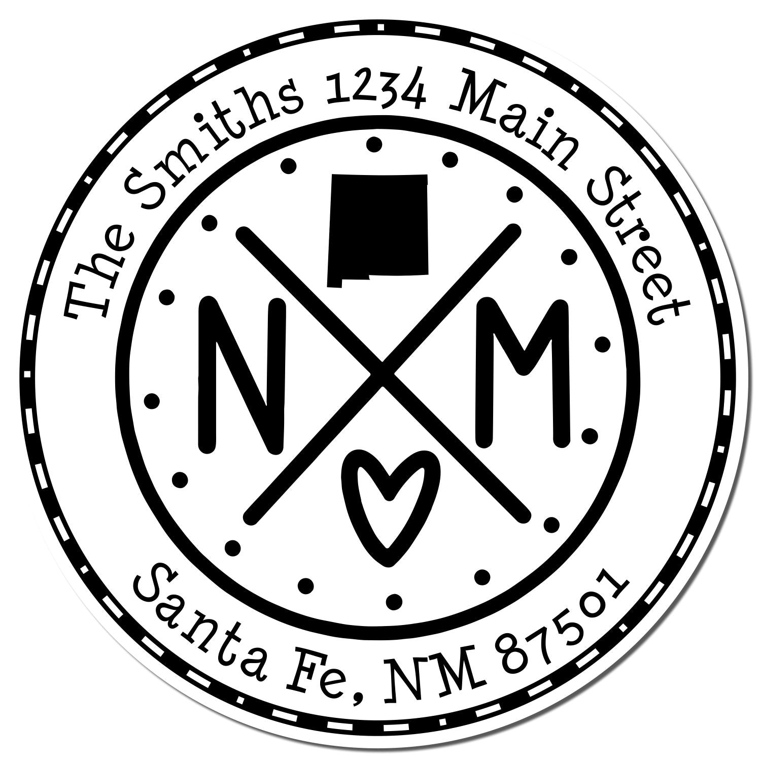 Wooden Handle Round New Mexico State Cross Custom-Made Address Rubber Stamp