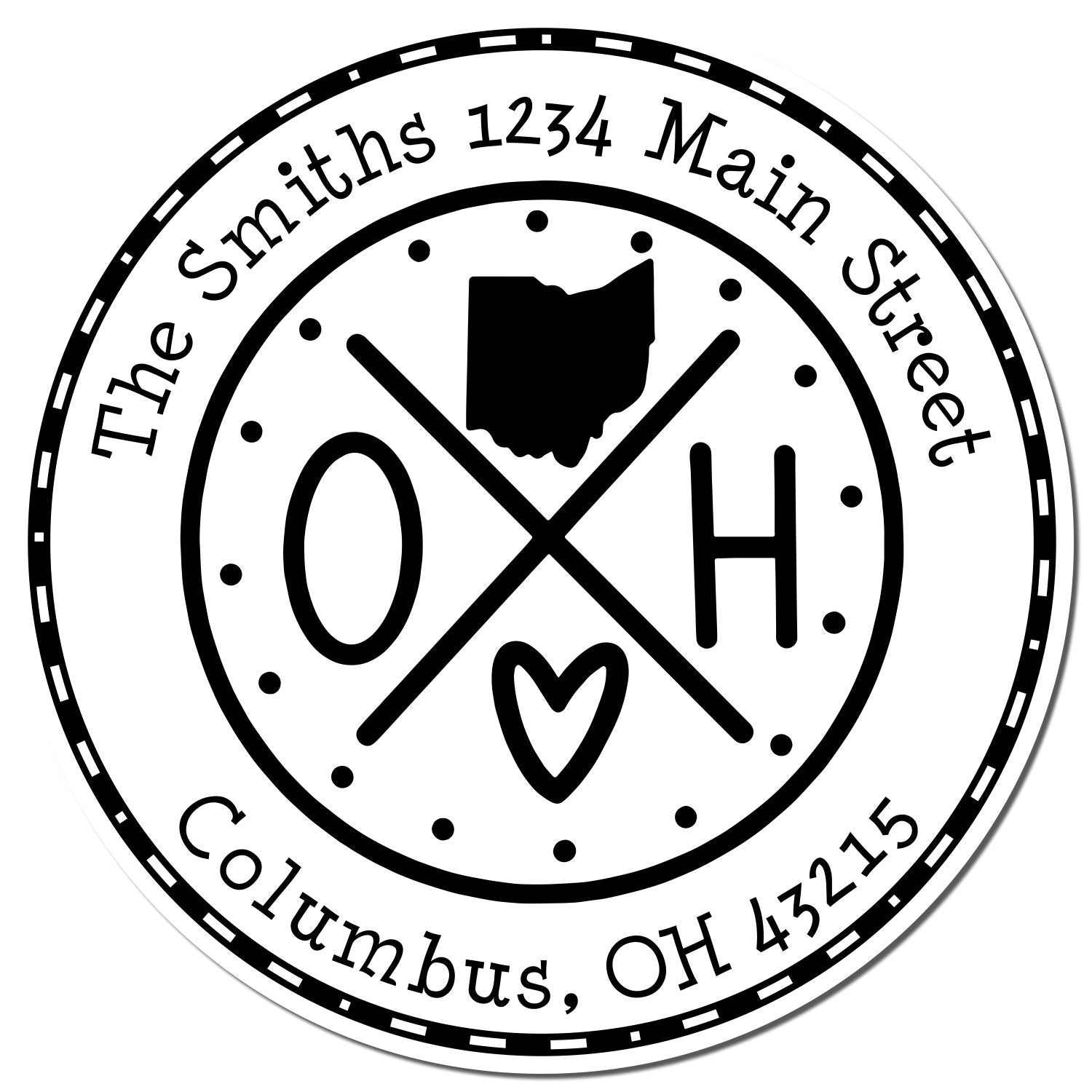 Self-Inking Round Ohio State Cross Customized Mail Rubber Stamp