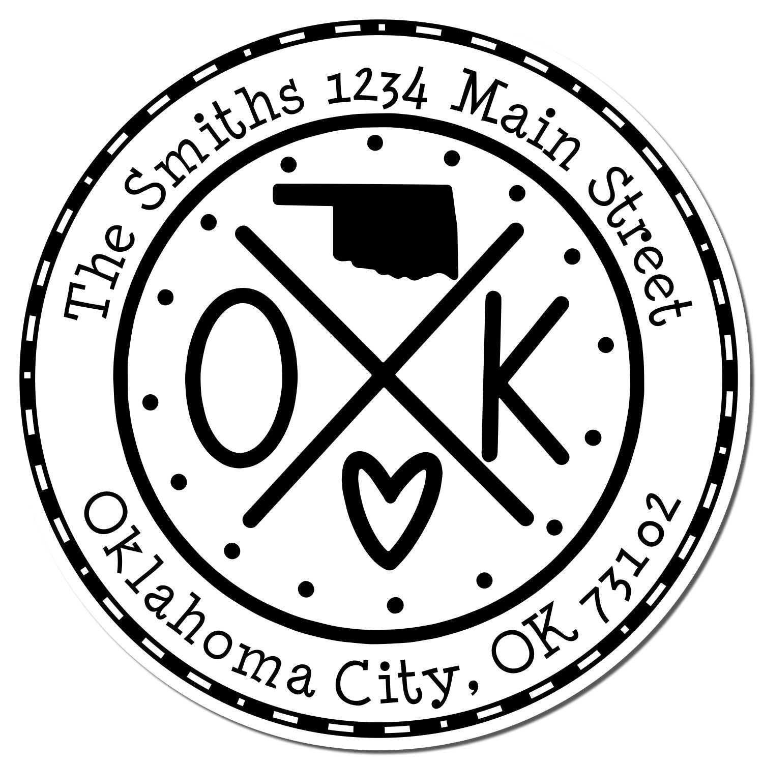 Wooden Handle Round Oklahoma State Cross Custom-Made Home Address For Envelopes Rubber Stamp