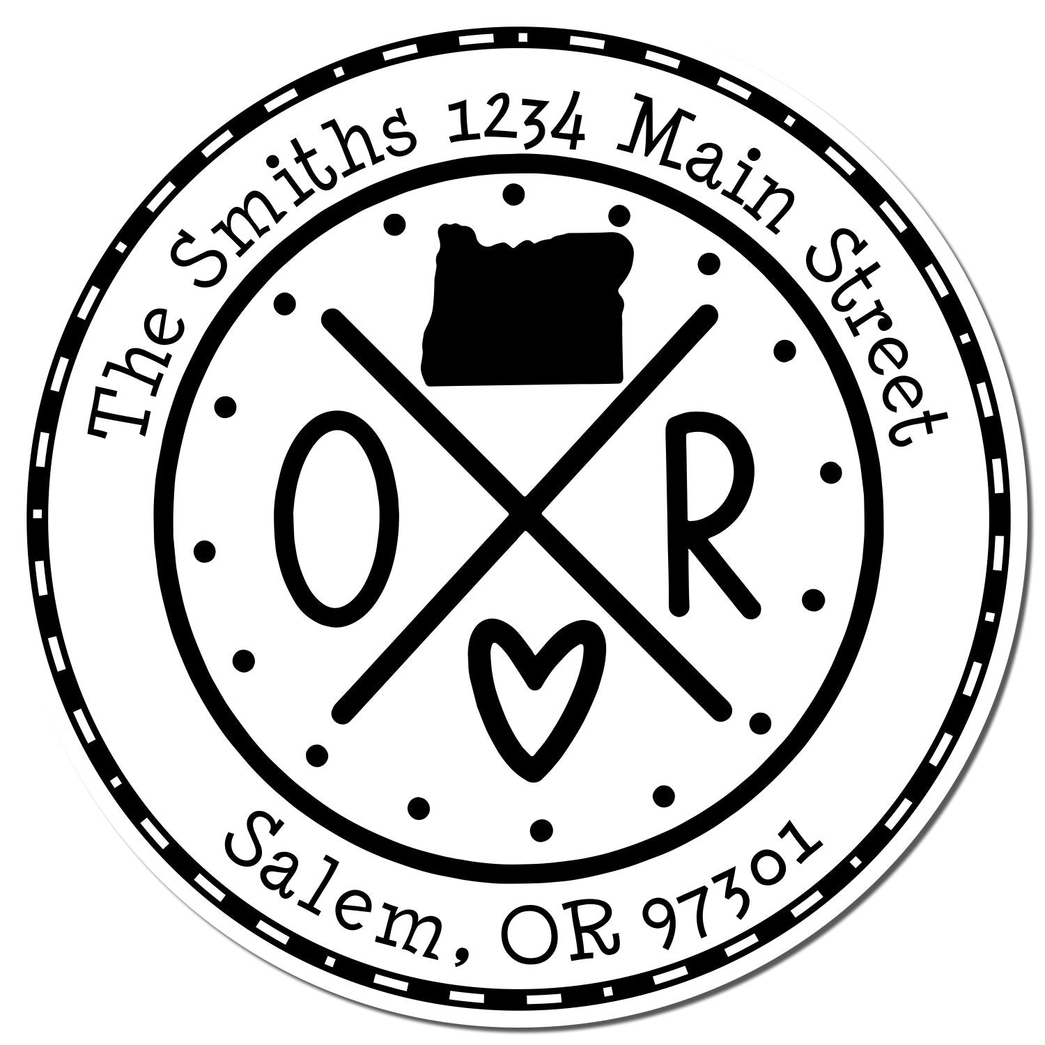 Self-Inking Round Oregon State Cross Customized Mail Stamper