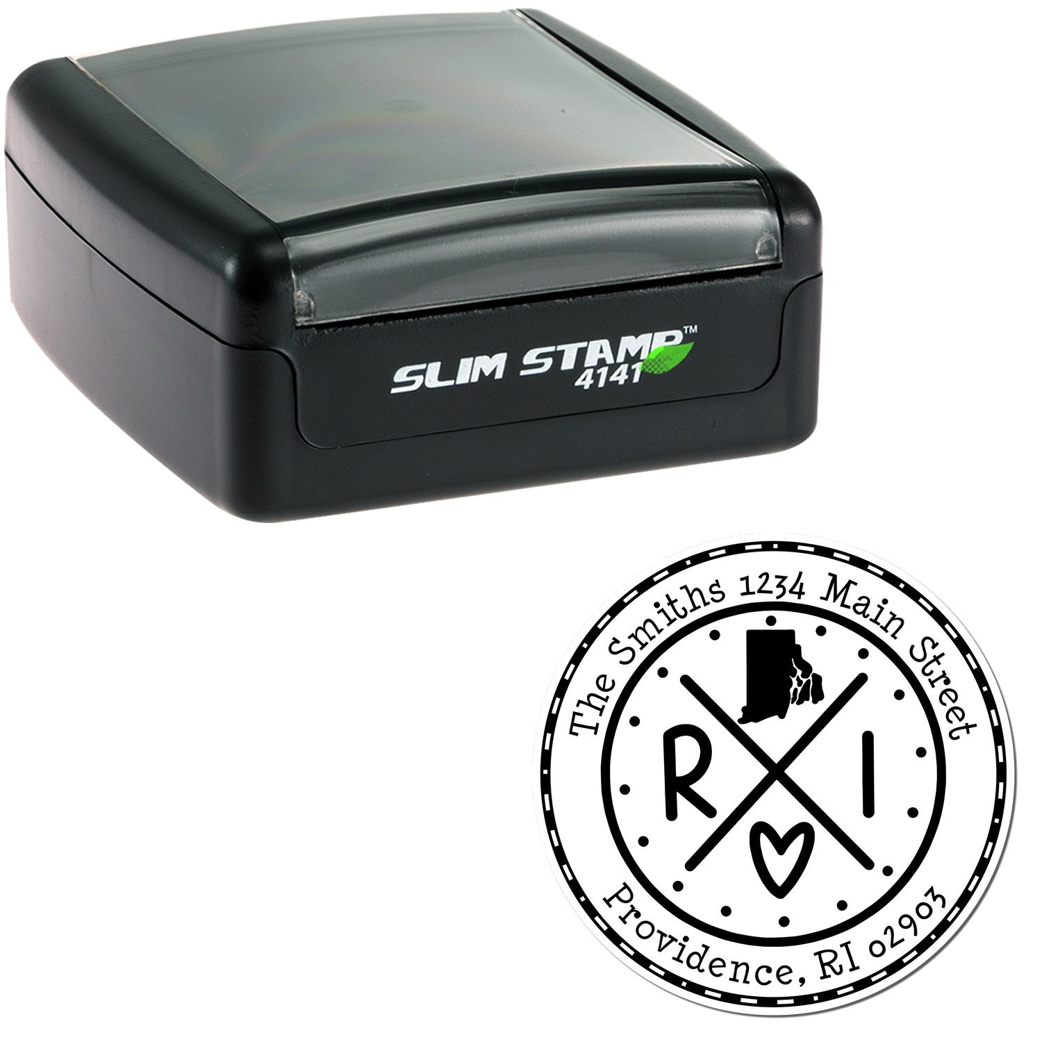 Slim Rhode Island State Cross Custom Return Address Pre-Inked Stamp