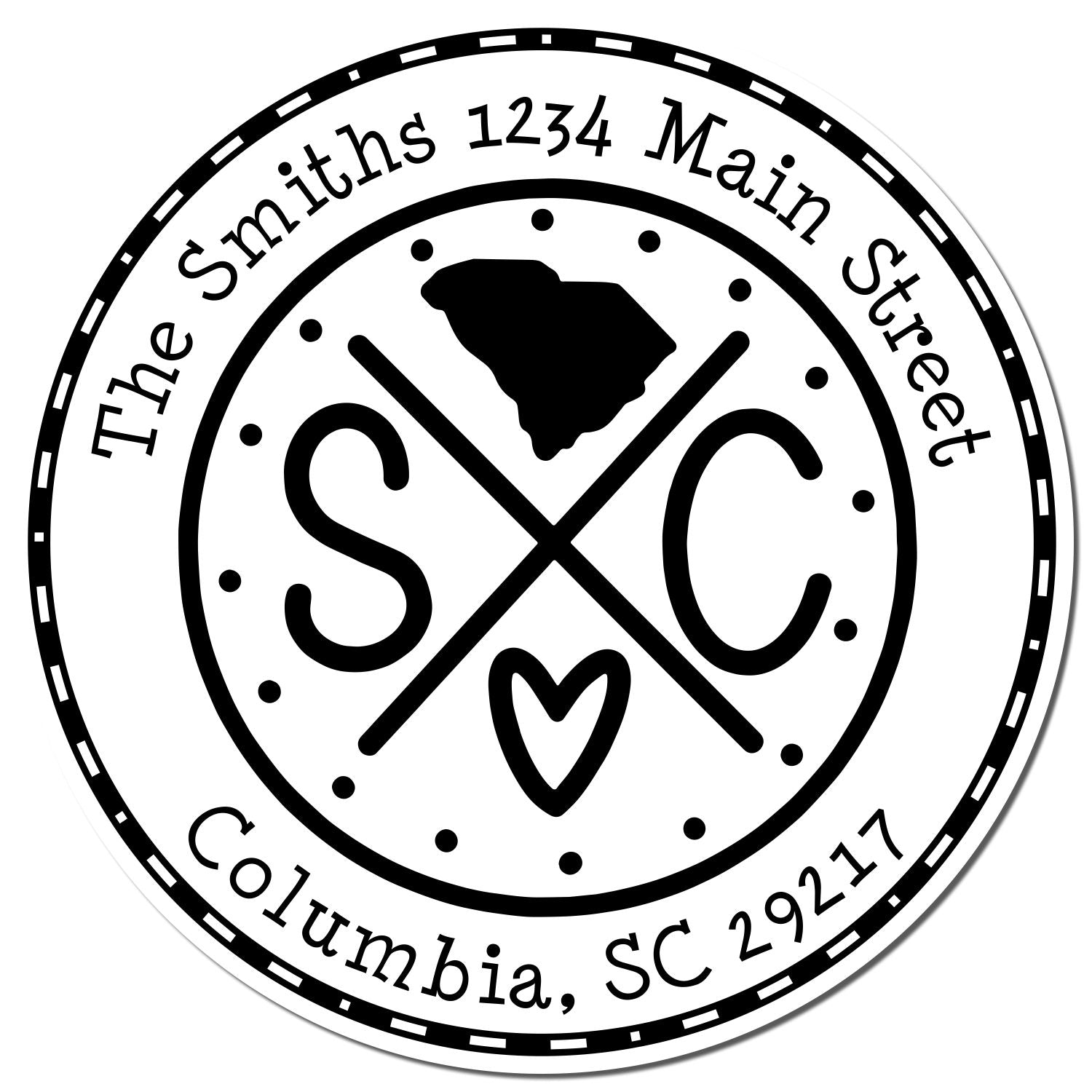 Self-Inking Round South Carolina State Cross Customized Mailing Address Stamper