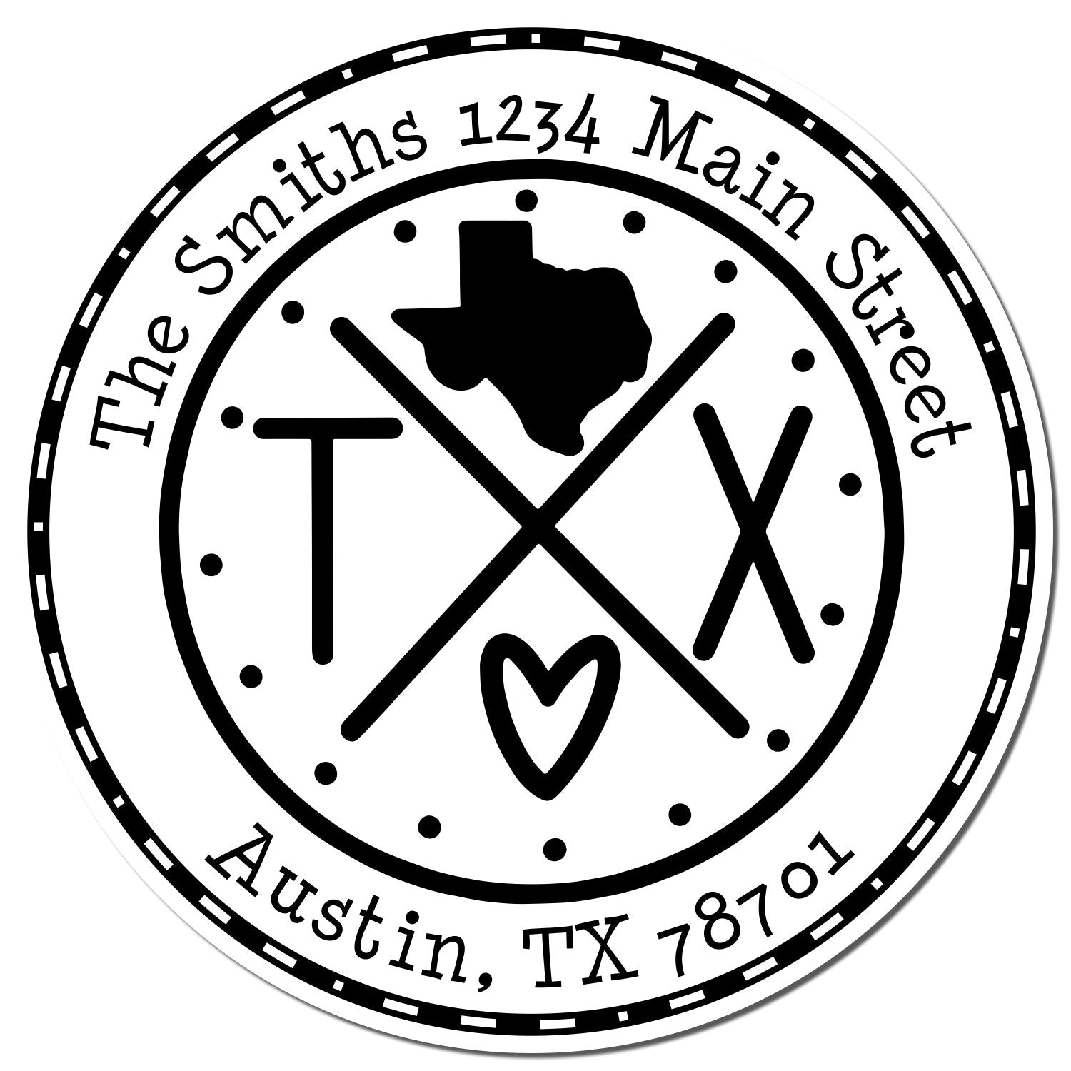 Slim Texas State Cross Customizable Address Return Pre-Inked Stamp