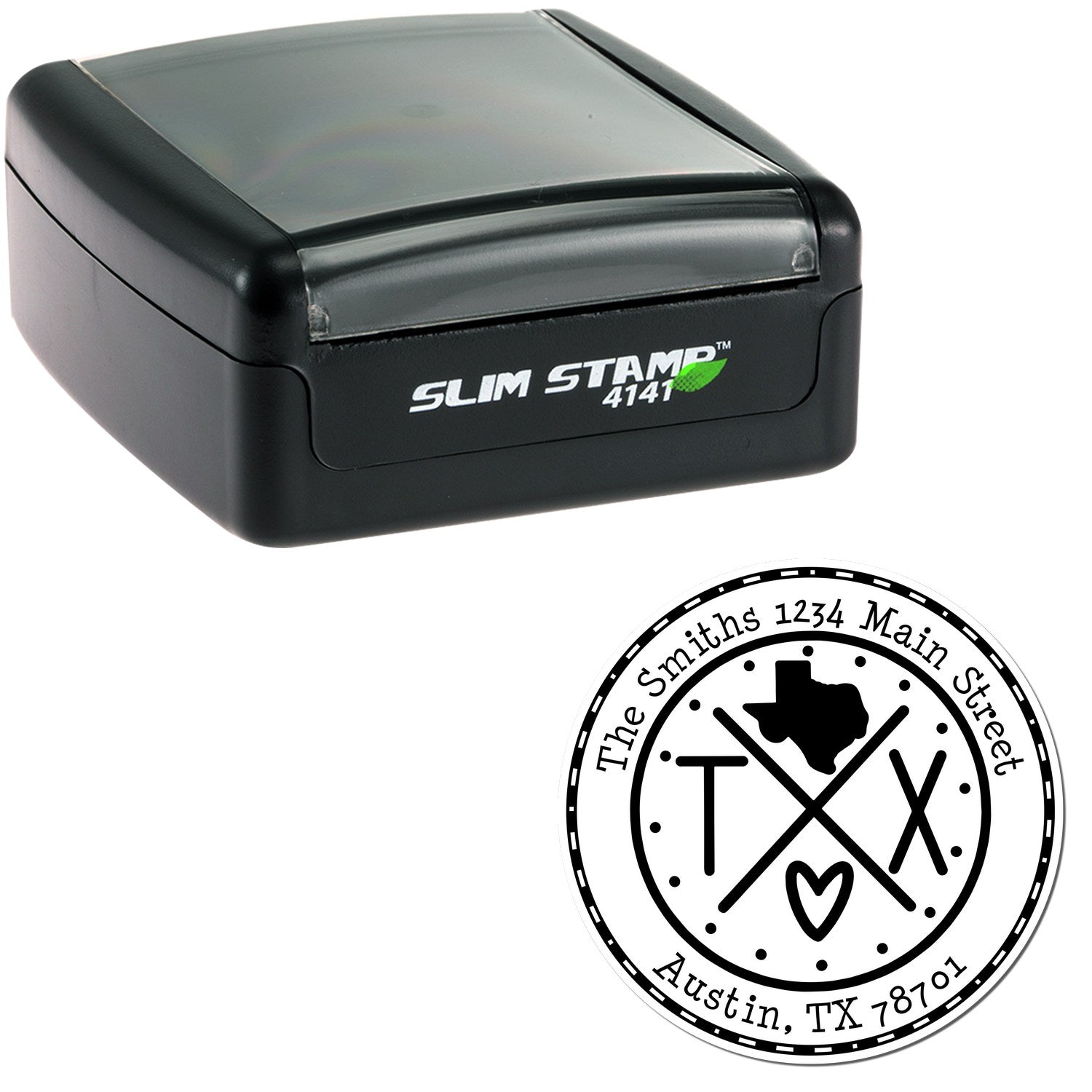 Slim Texas State Cross Customizable Address Return Pre-Inked Stamp