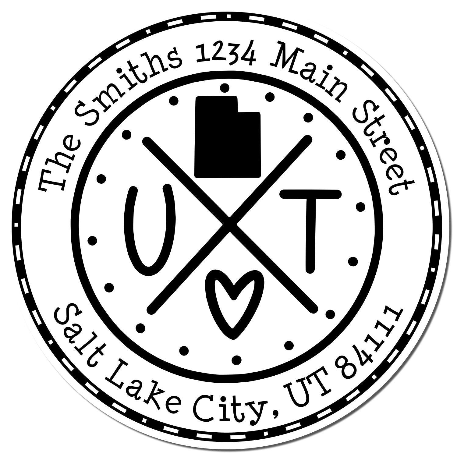 Round PSI Utah State Cross Customizable New Home Address Stamper