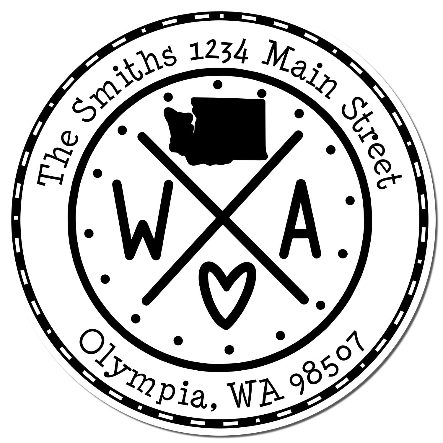 Self-Inking Round Washington State Cross Customized New Address Rubber Stamp