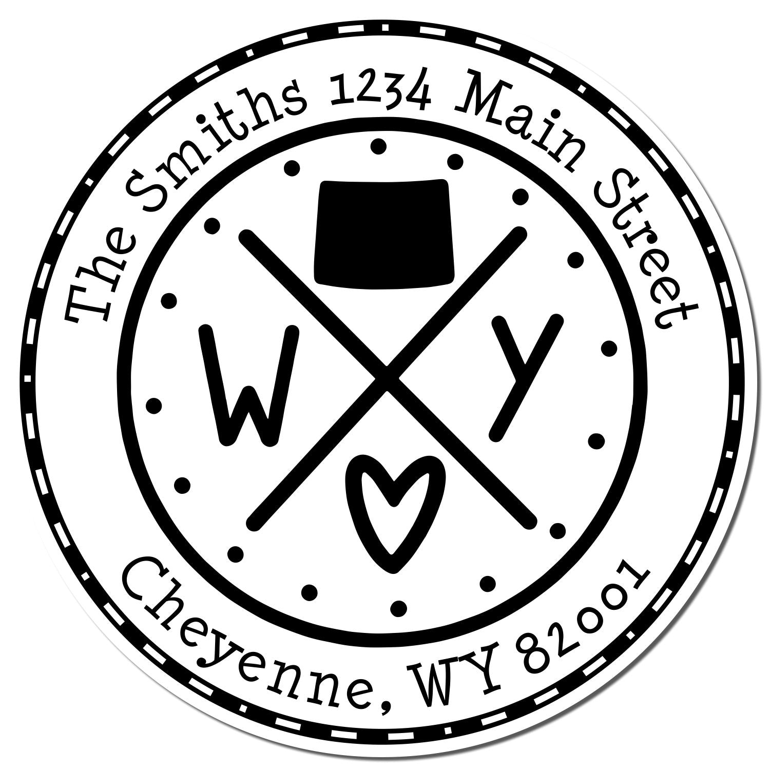 Self-Inking Round Wyoming State Cross Customized New Home Address Rubber Stamp