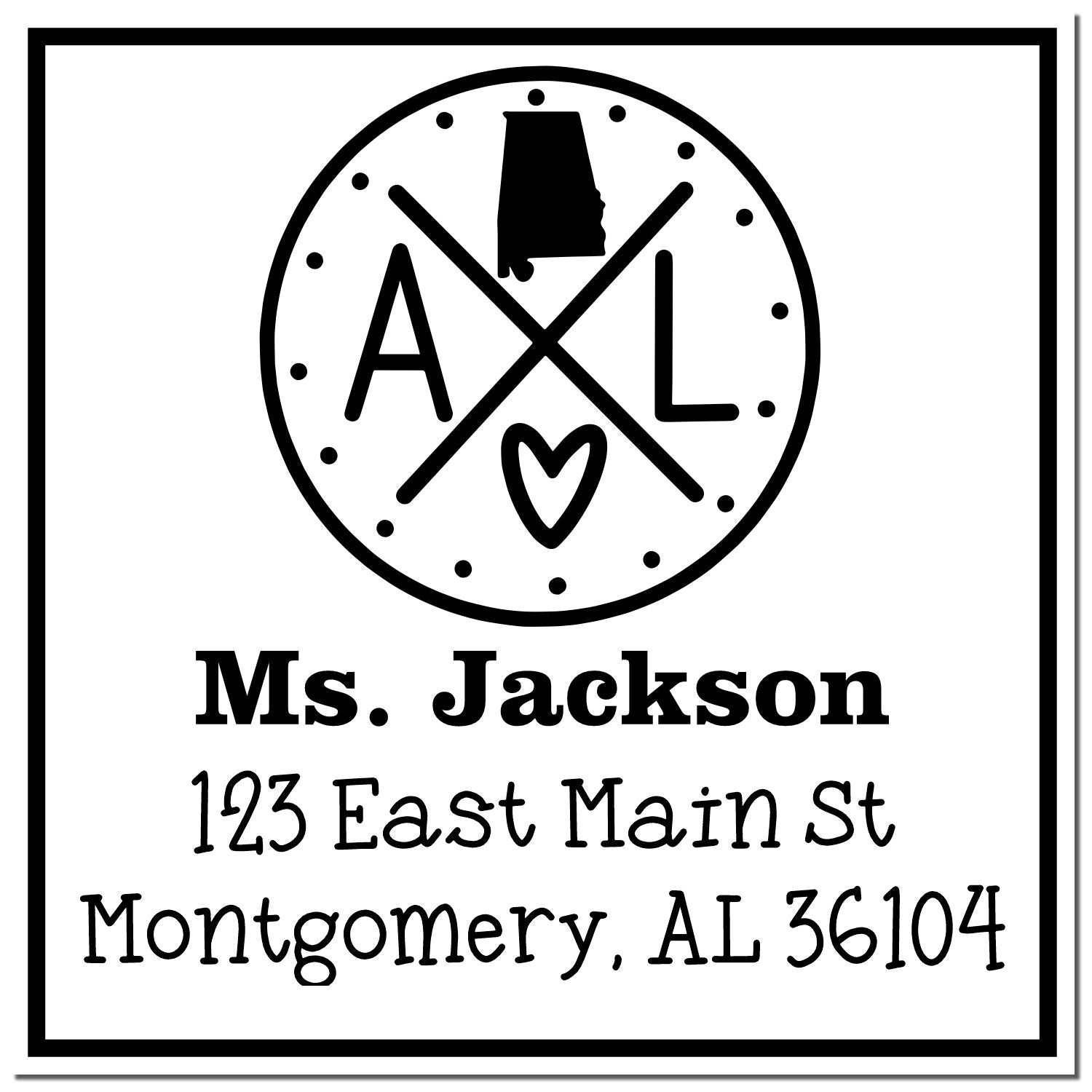 Self-Inking Alabama State Cross Customized New Address Rubber Stamp