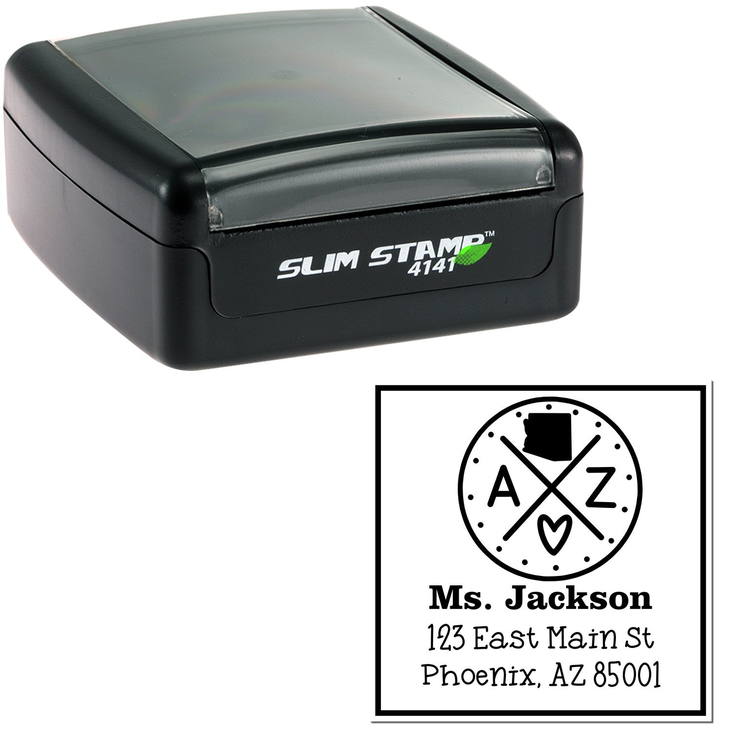 Slim Arizona State Cross Customizable Mailing Pre-Inked Stamp