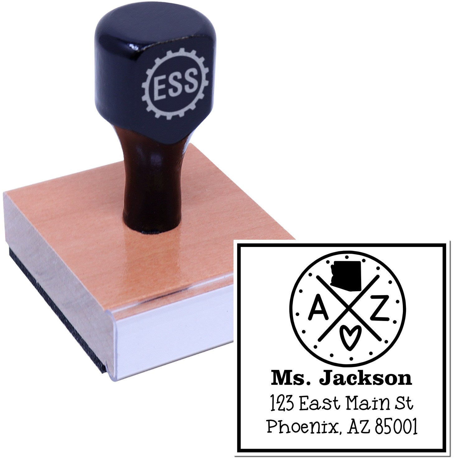 Wood Handle Arizona State Cross Customized Mailing Address Rubber Stamp