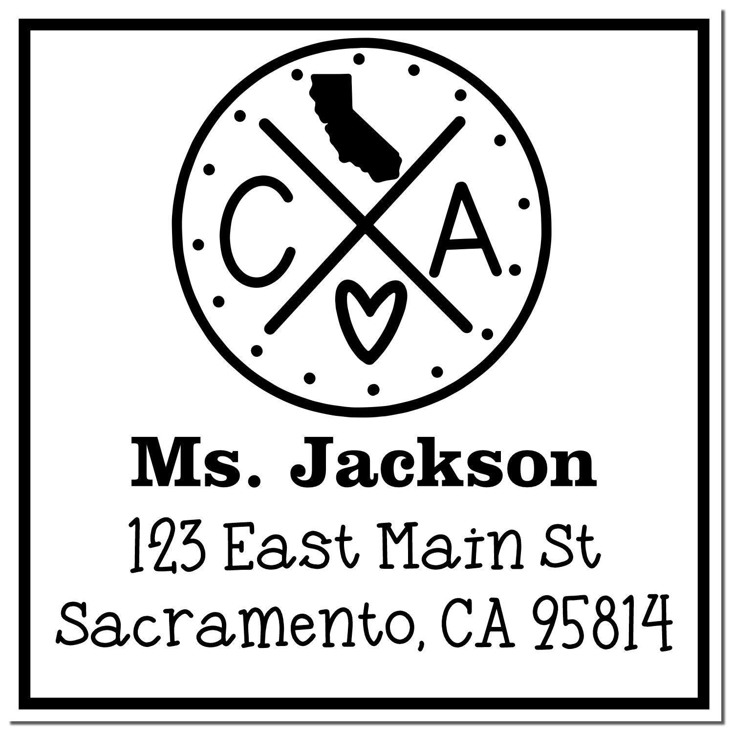 PSI Pre-Inked California State Cross Customizable Return Address Rubber Stamp