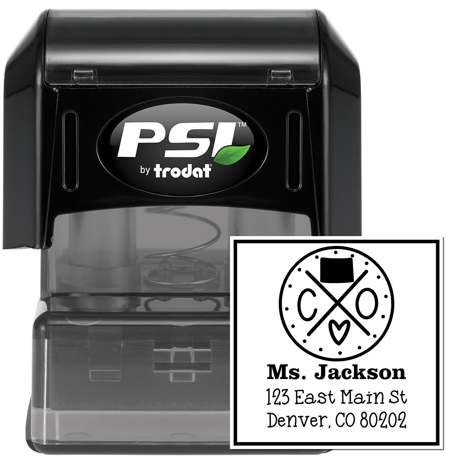 PSI Pre-Inked Colorado State Cross Customizable Name and Address Stamp