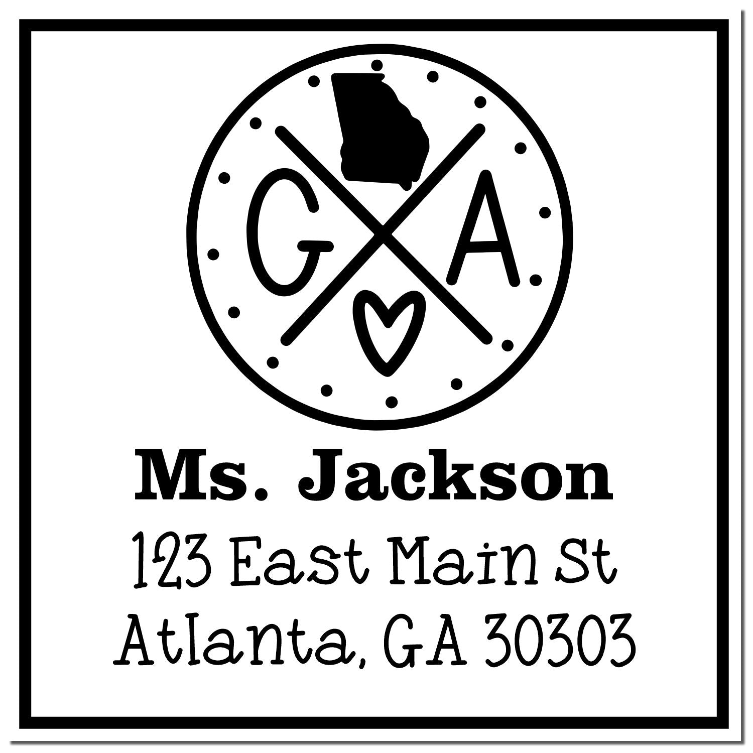 PSI Pre-Inked Georgia State Cross Customizable Mailing Stamper